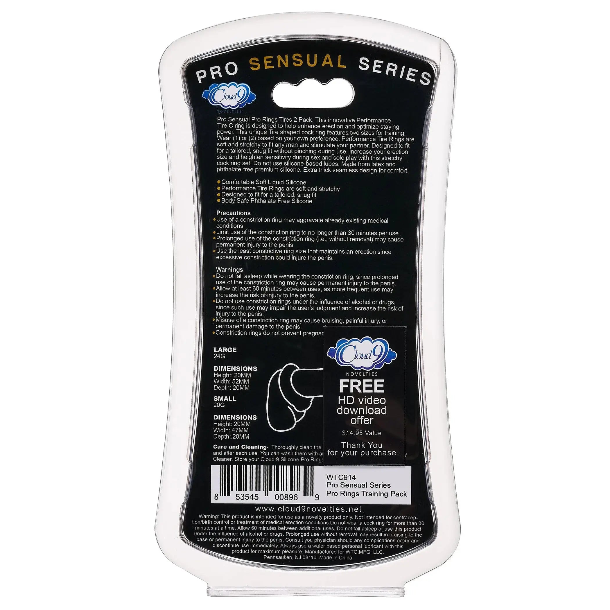 Cloud 9 Pro Rings Liquid Silicone Tires 2 Pack Black Cloud 9 Novelties