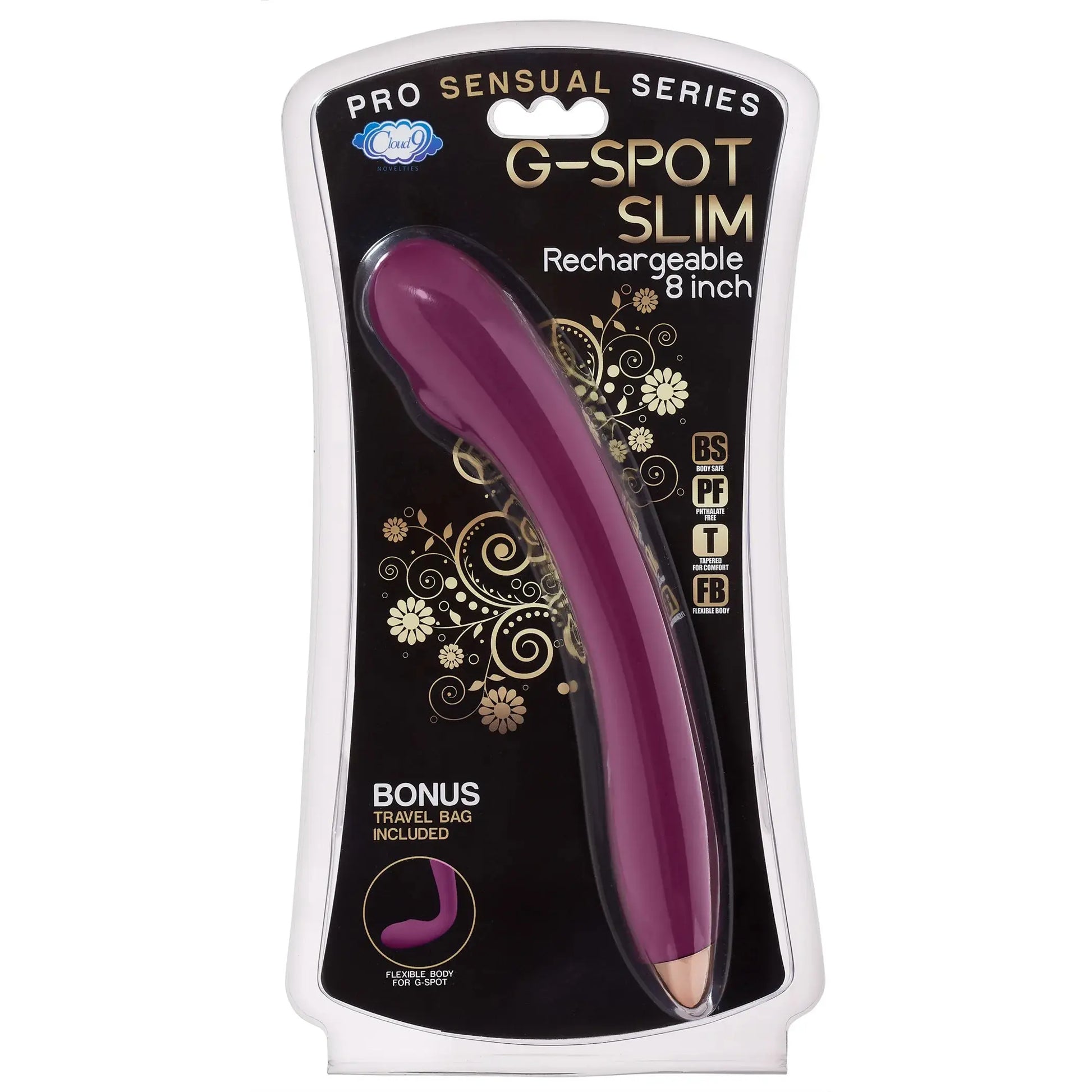 Cloud 9 Rechargeable G-Spot Slim Vibrator 8 Inches Plum Cloud 9 Novelties