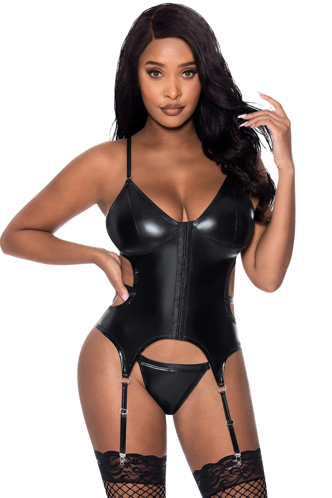 CLUB CANDY BASQUE & CHEEKY PANTY BLACK Magic Silk Lingerie