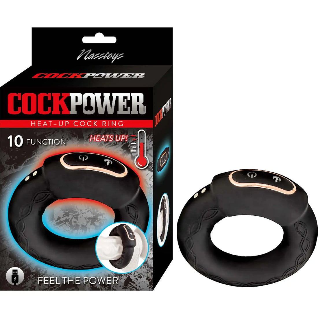 Cockpower Heat Up Cock Ring Black Nasstoys