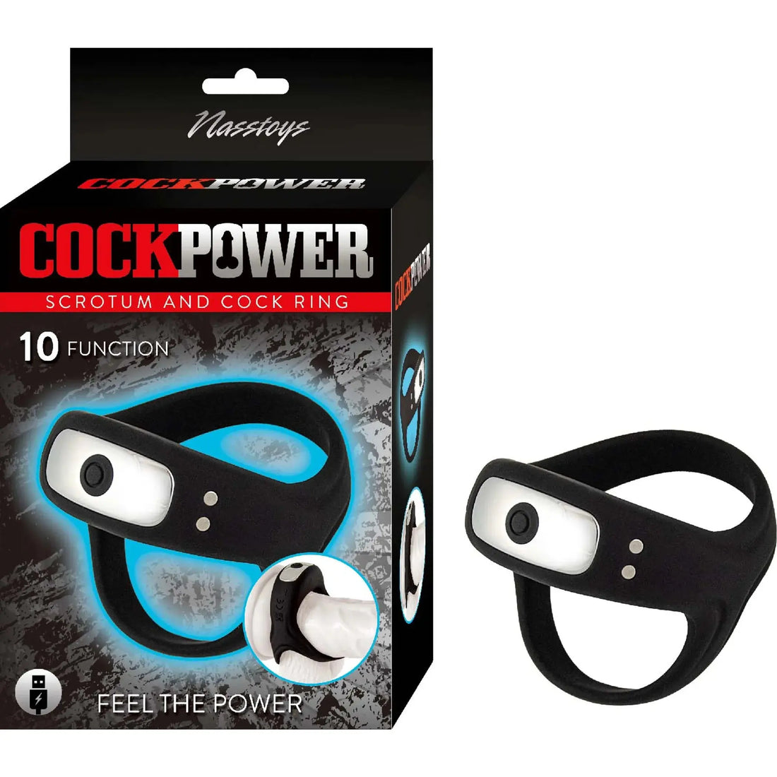 Cockpower Scrotum & Cock Ring Black Nasstoys