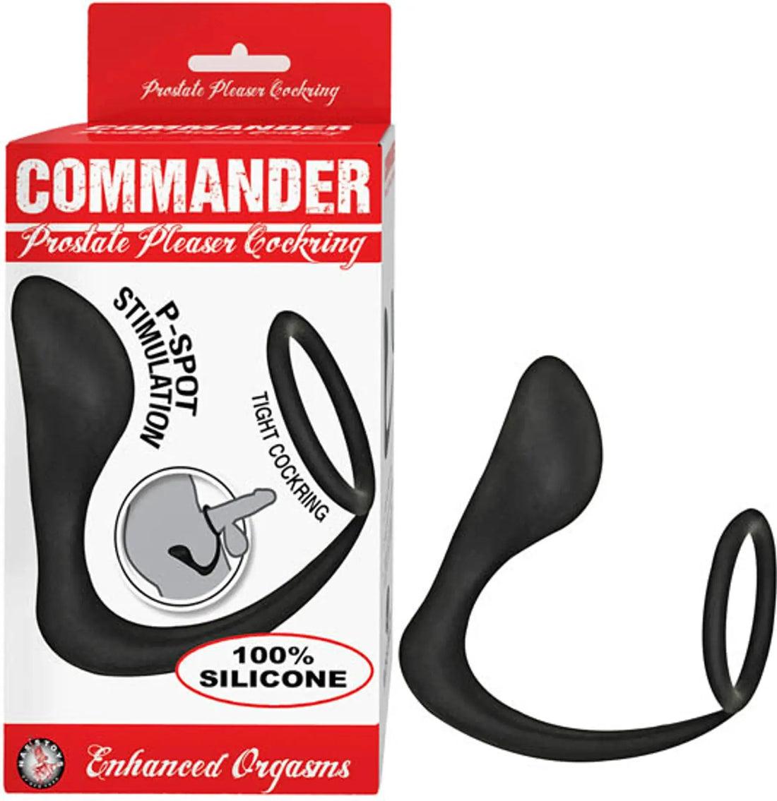 Commander Prostate Pleaser Cock Ring Black Nasstoys