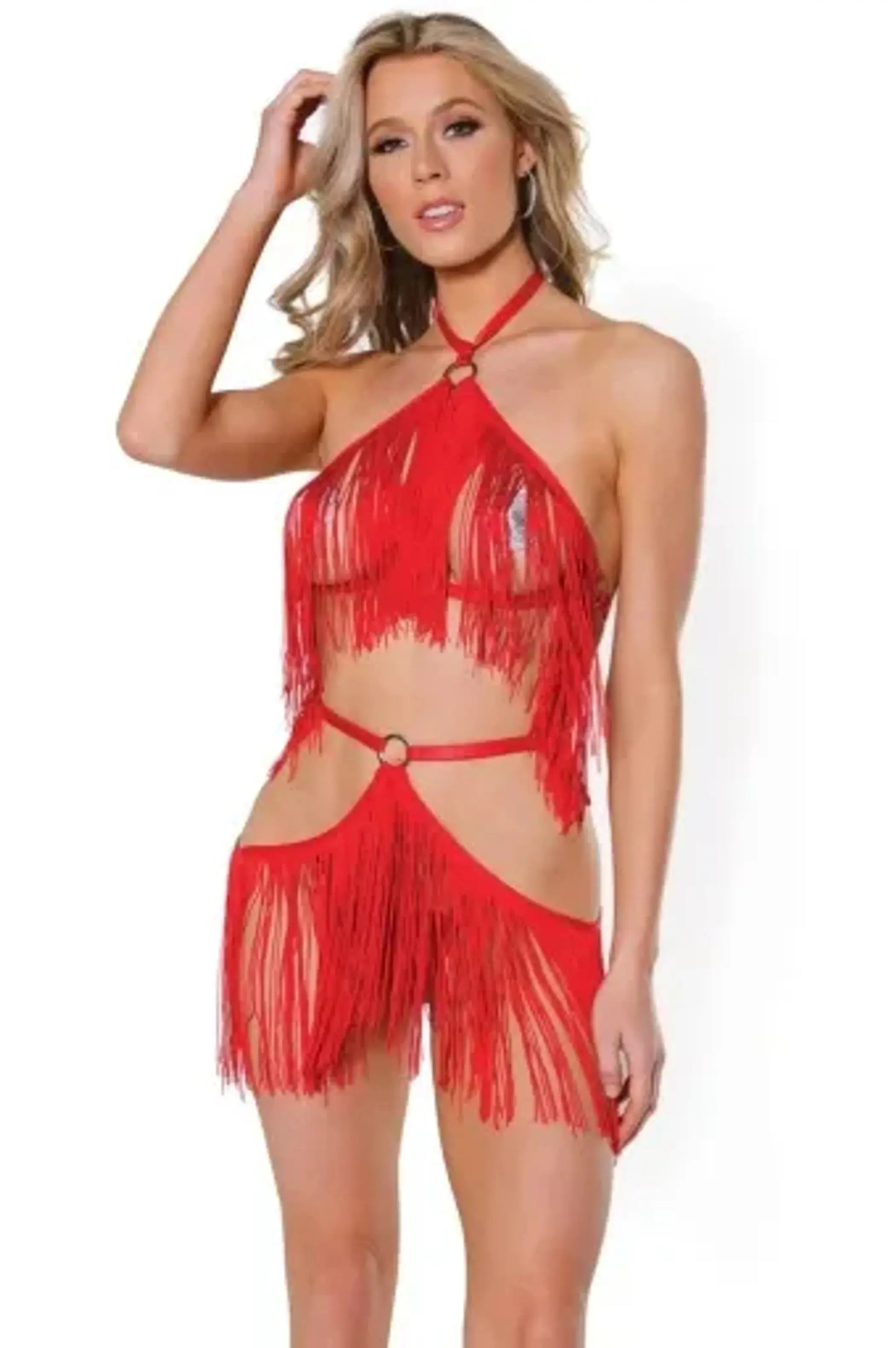 Coquette Fringe Harness and Crotchless Panty Coquette