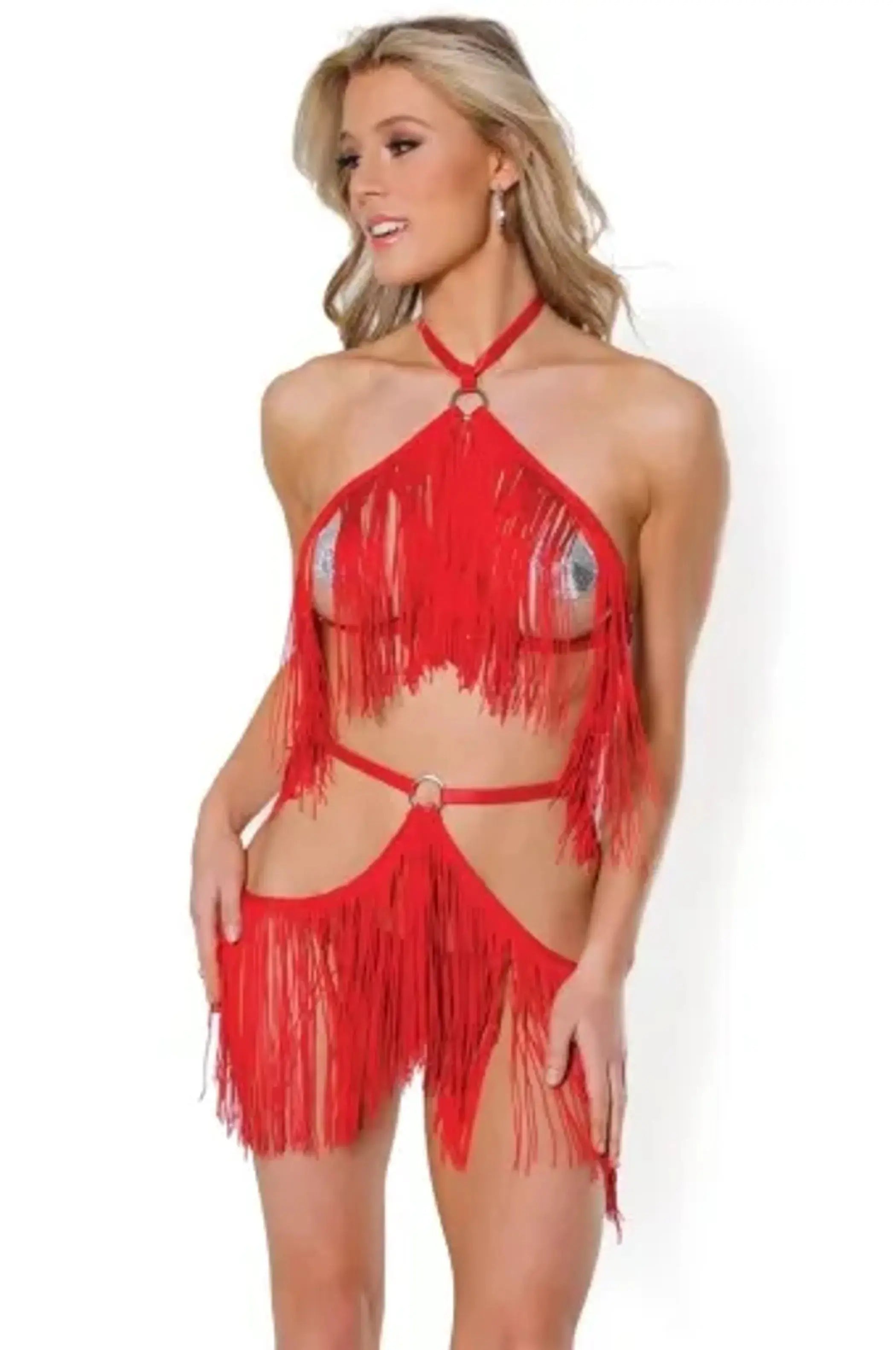 Coquette Fringe Harness and Crotchless Panty Coquette