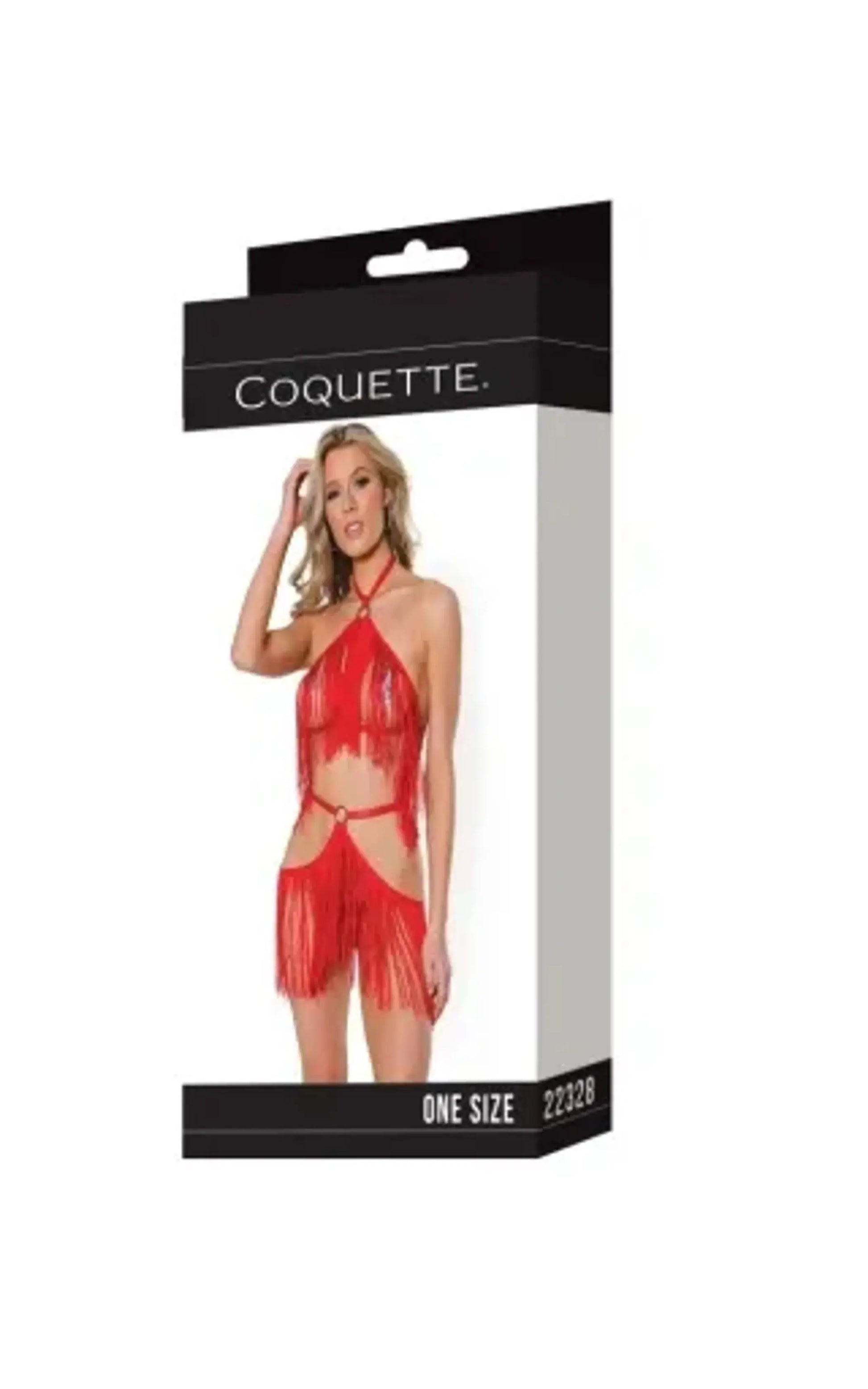 Coquette Fringe Harness and Crotchless Panty Coquette