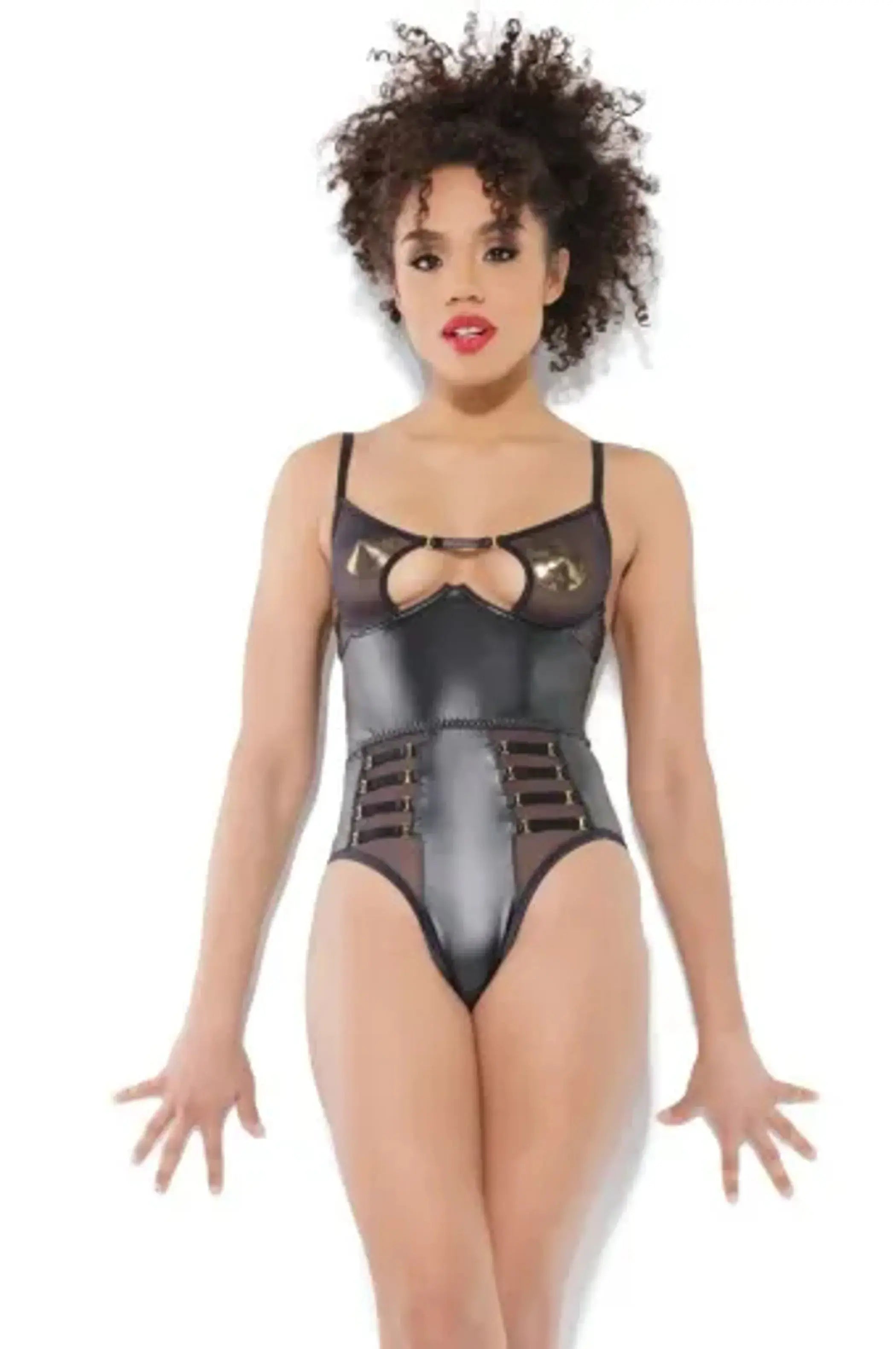 Coquette Sheer Crotchless Teddy - Color: Black | Pack Of: 1 | Style: Clothing Coquette