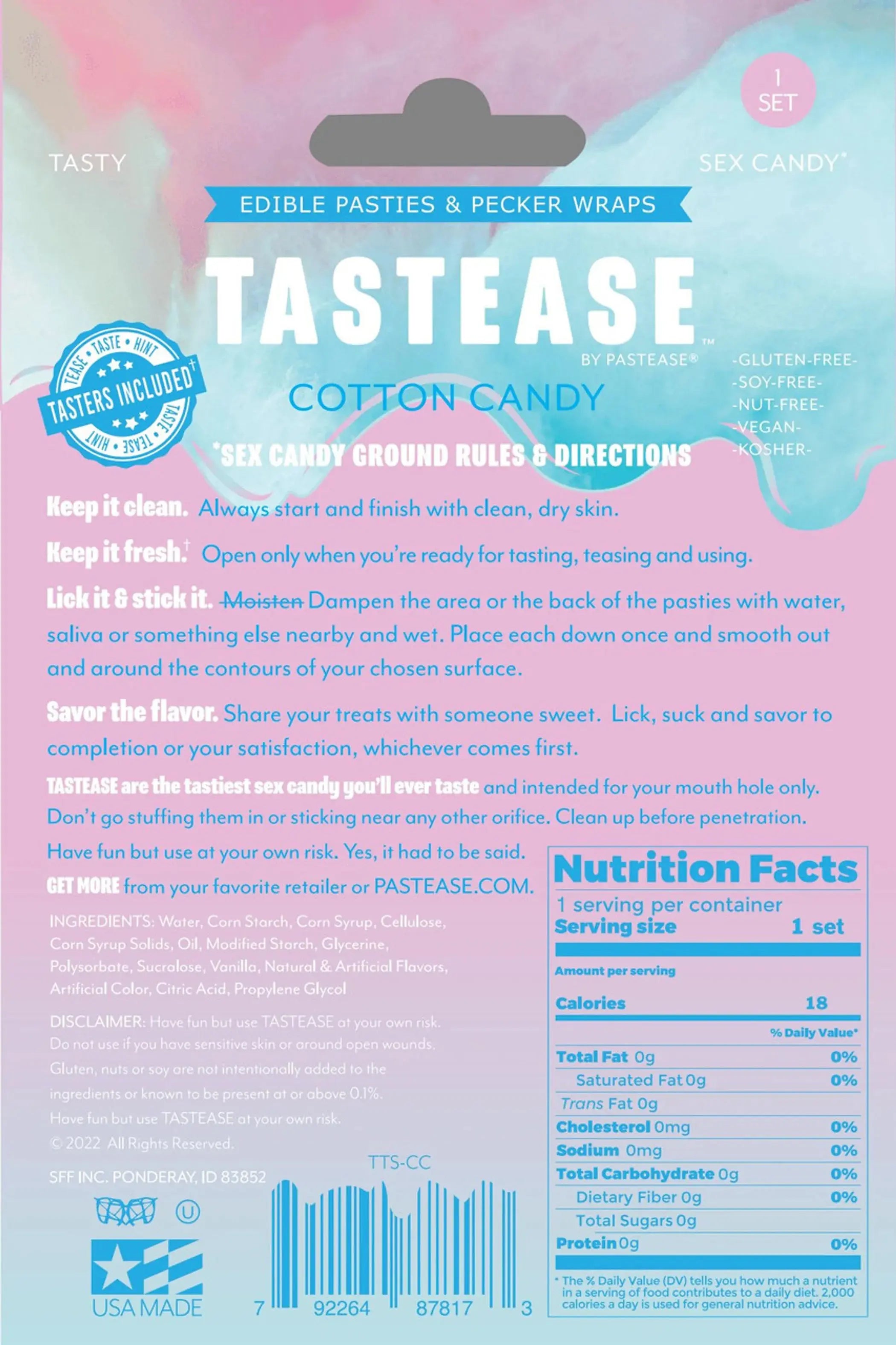 Cotton Candy Edible Nipple Pasties & Pecker Wraps Pastease