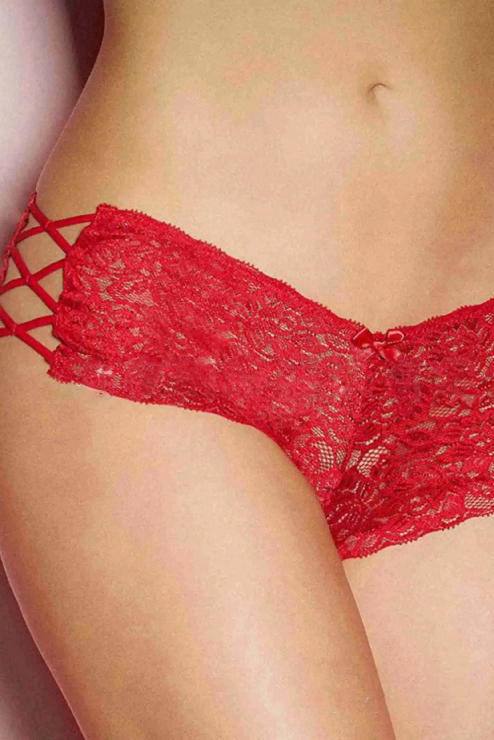Crisscross Hollow-Out Lace Thong La Belle Fantastique