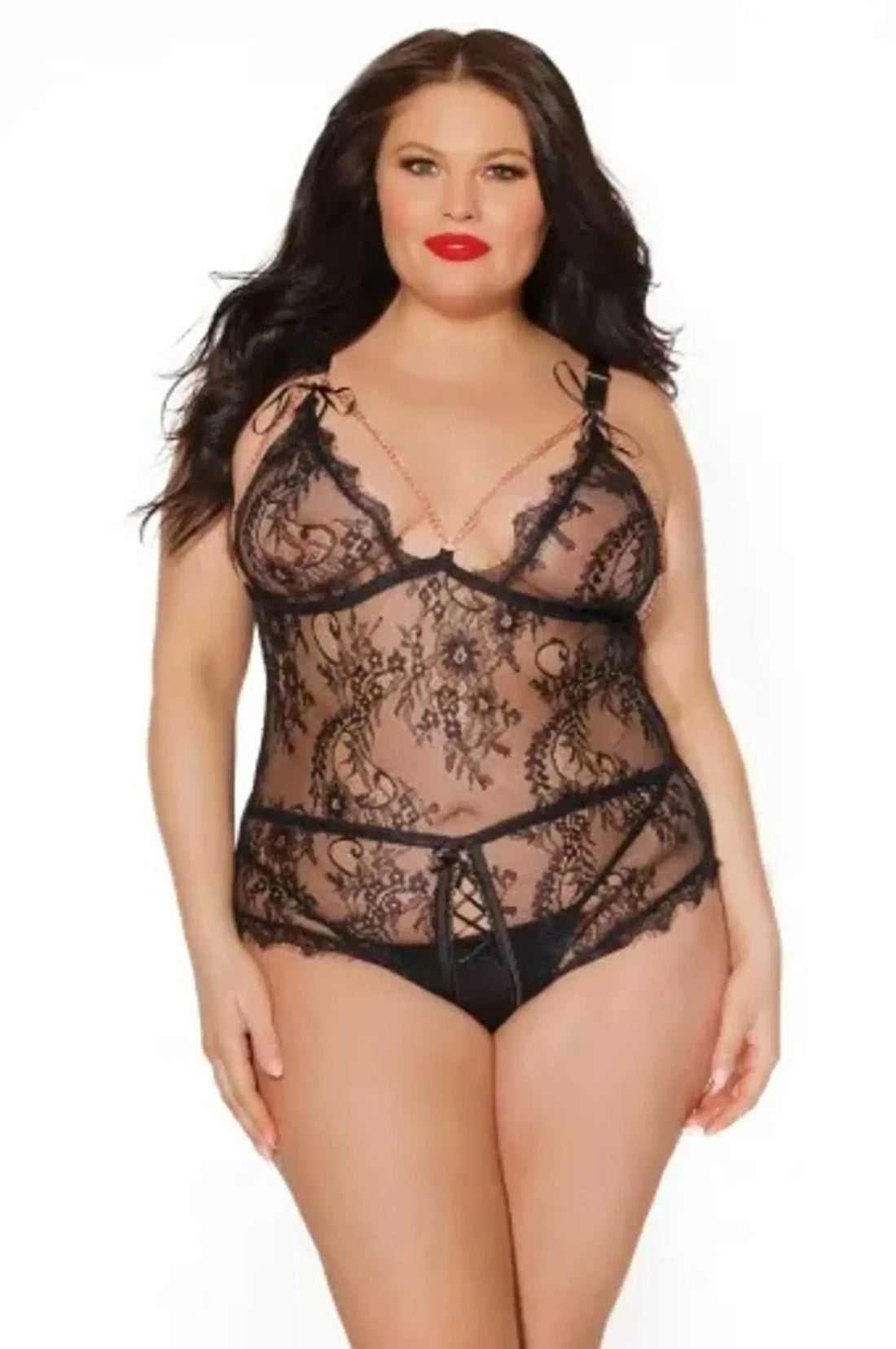Crotchless Black Teddy Coquette