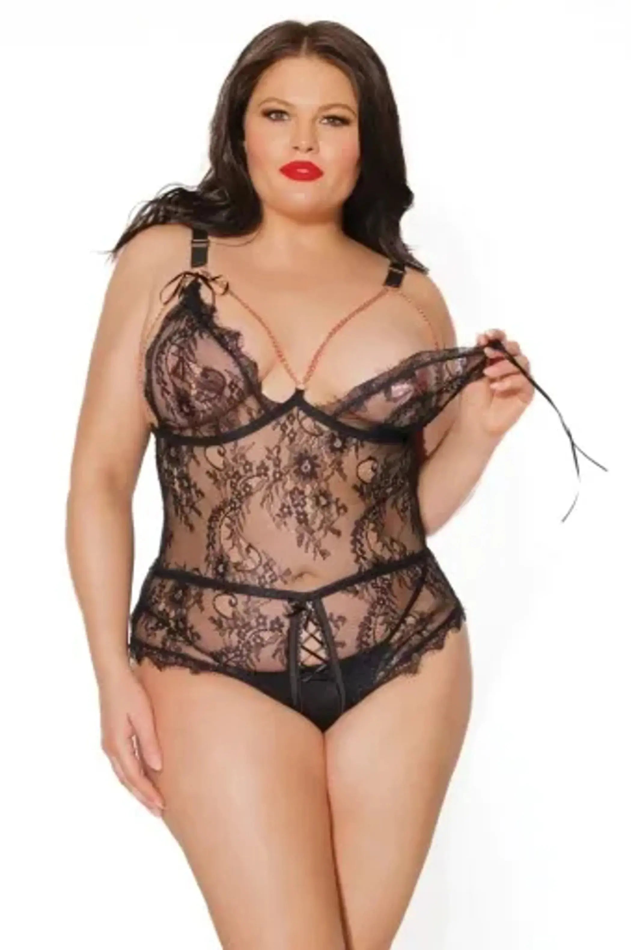 Crotchless Black Teddy Coquette