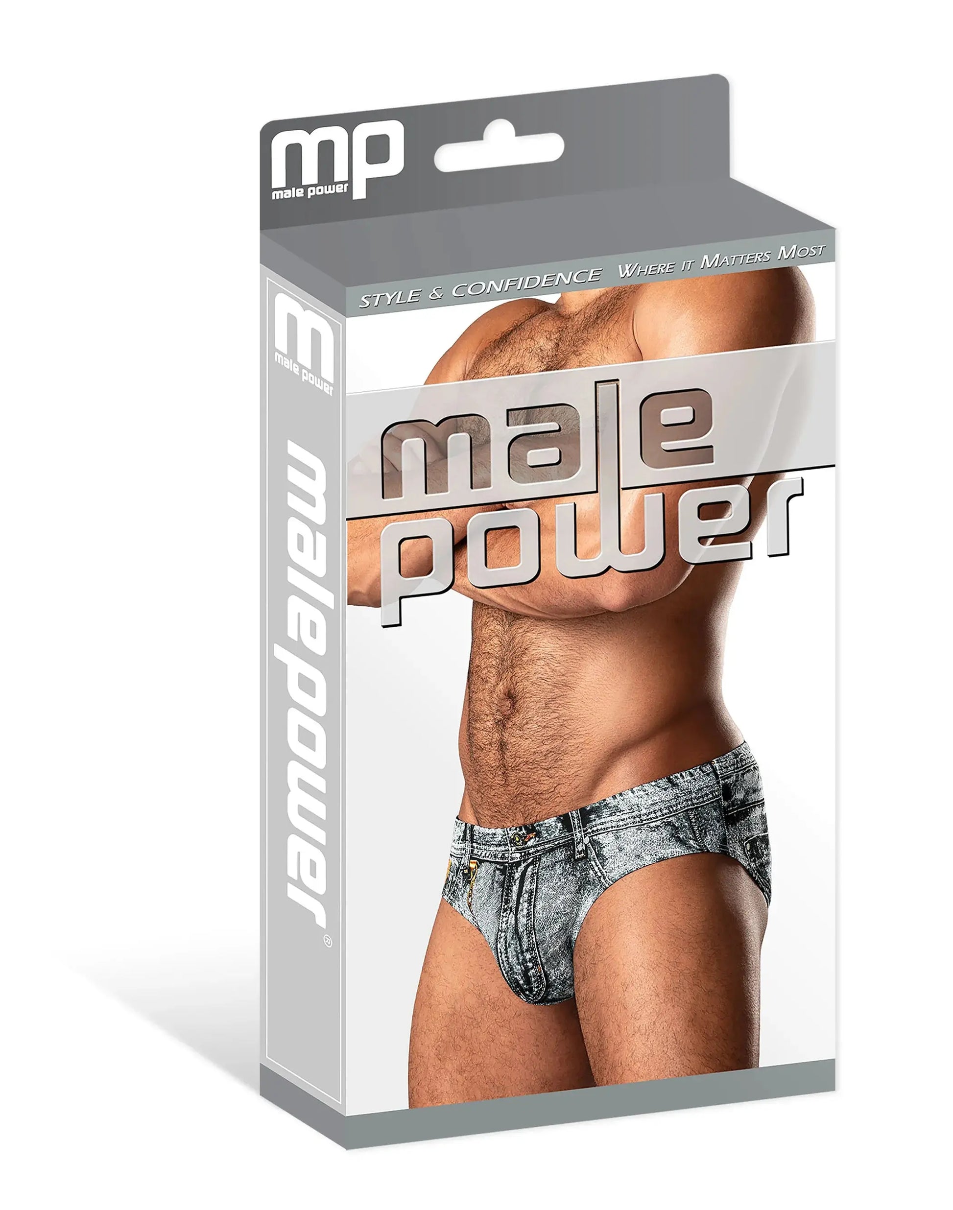 DIRTY DENIM BIKINI BLUE SMALL Male Power Lingerie