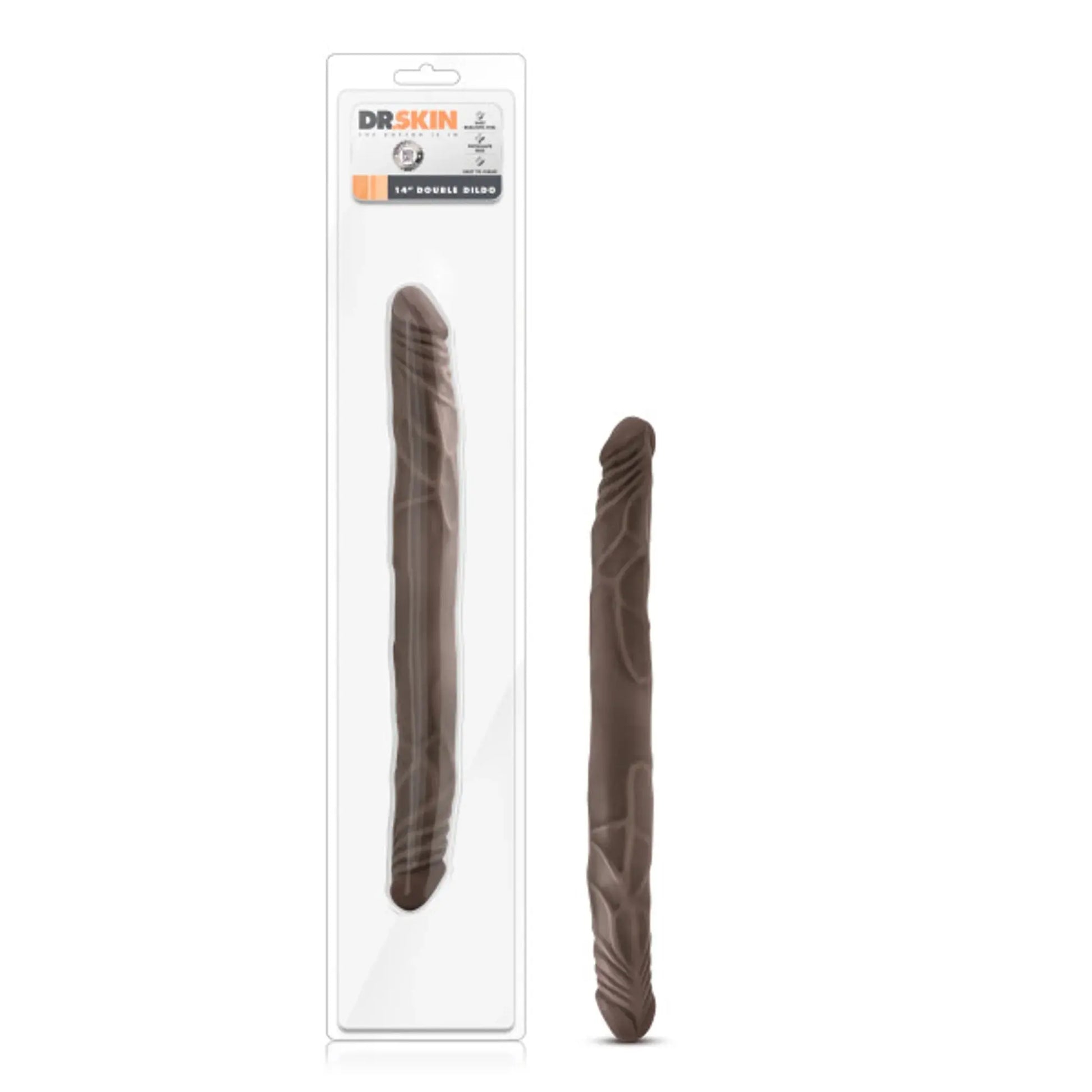 DR SKIN 14 DOUBLE DILDO CHOCOLATE " Blush Novelties