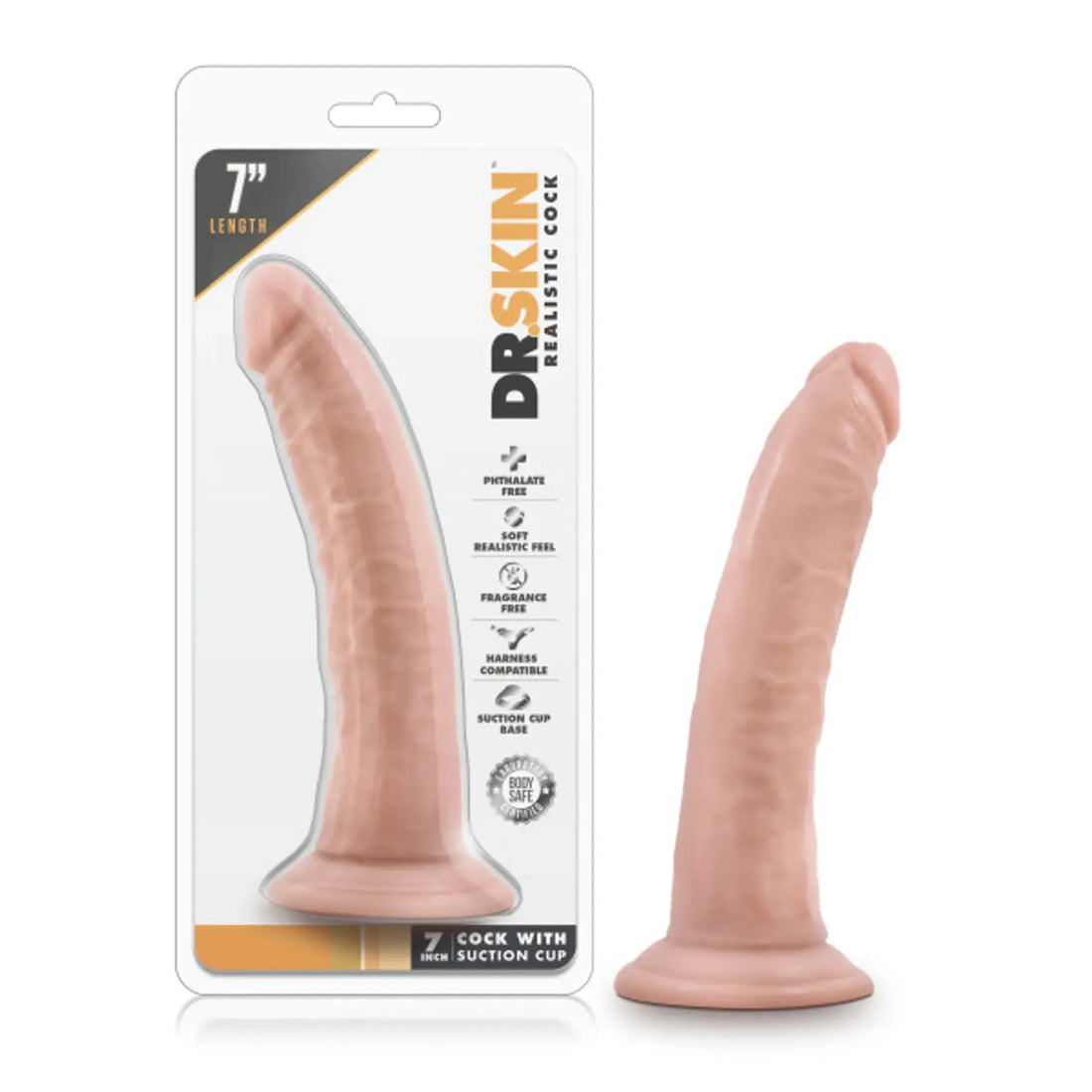 DR SKIN 7 COCK W SUCTION CUP VANILLA " Blush Novelties