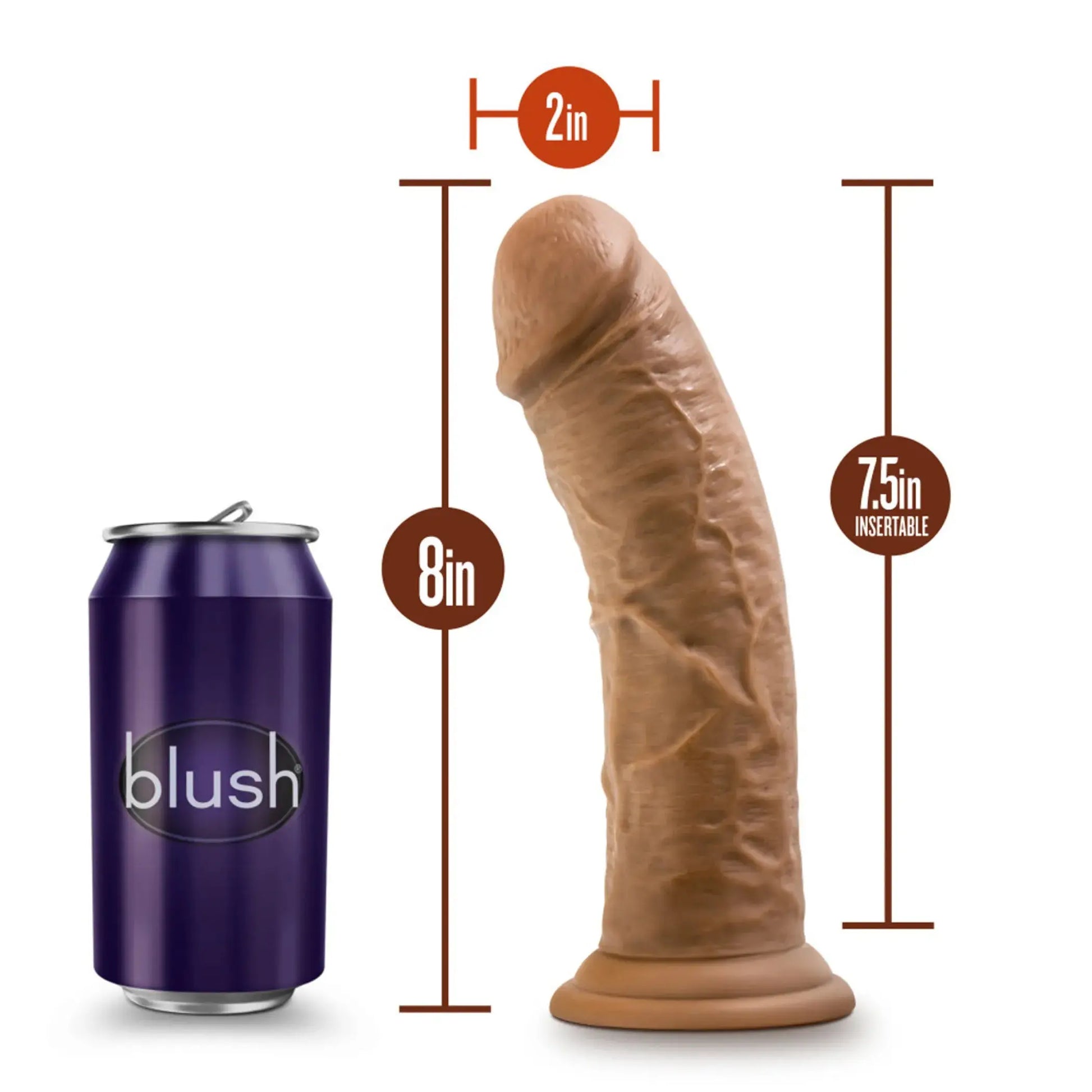 DR SKIN 8IN COCK W/ SUCTION CUP MOCHA Blush Novelties
