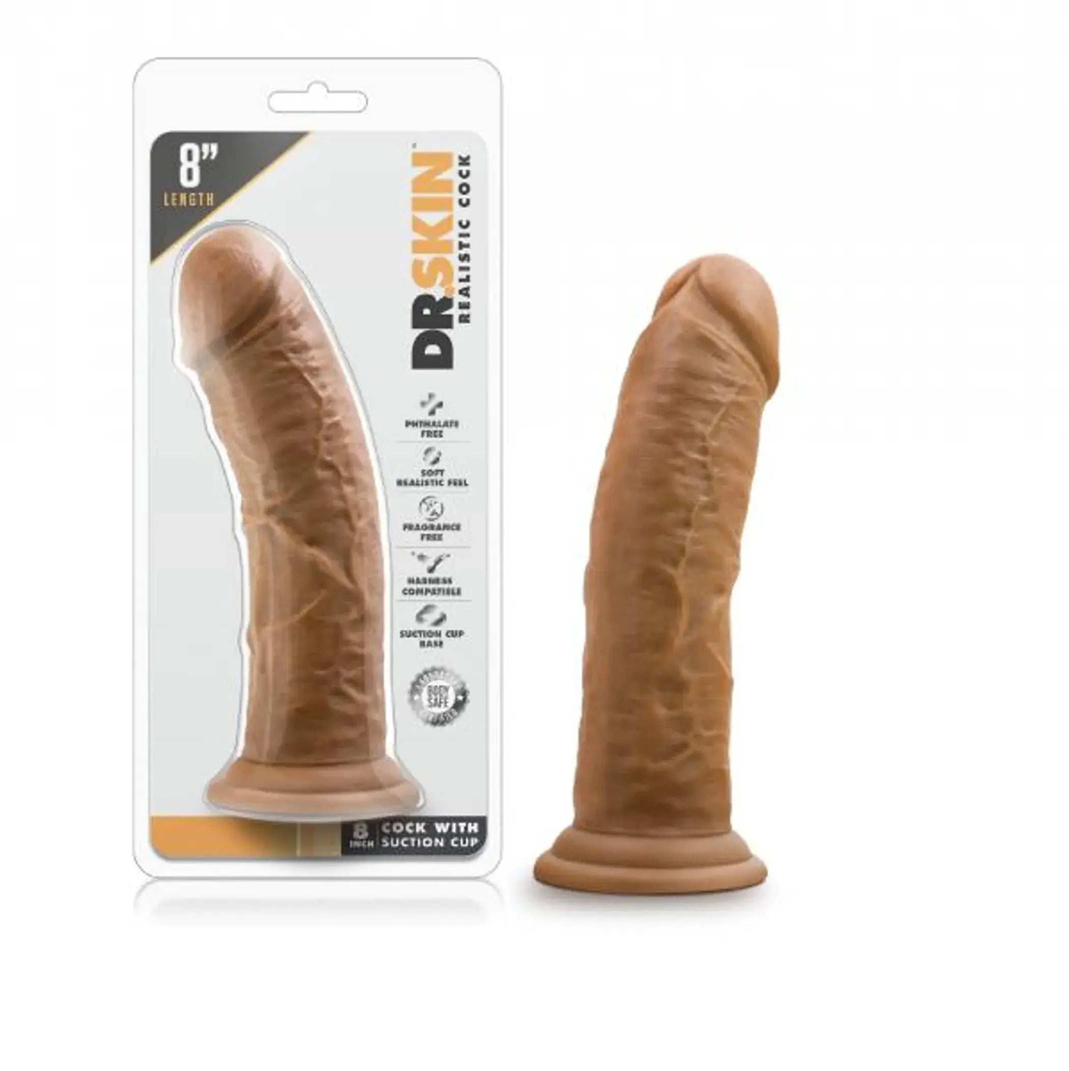 DR SKIN 8IN COCK W/ SUCTION CUP MOCHA Blush Novelties
