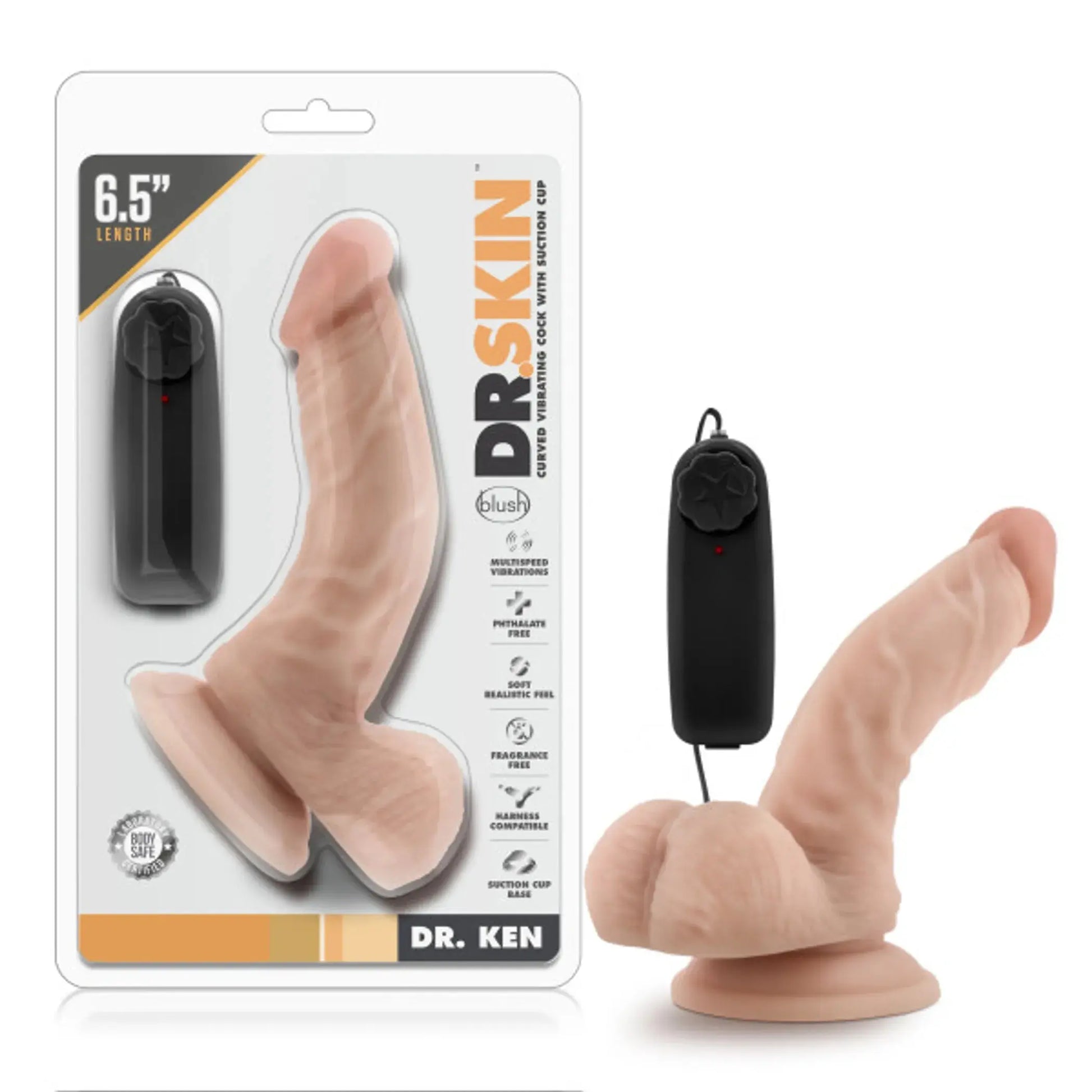 DR SKIN DR KEN 6.5IN VIBRATING COCK W/ SUCTION CUP VANILLA Blush Novelties