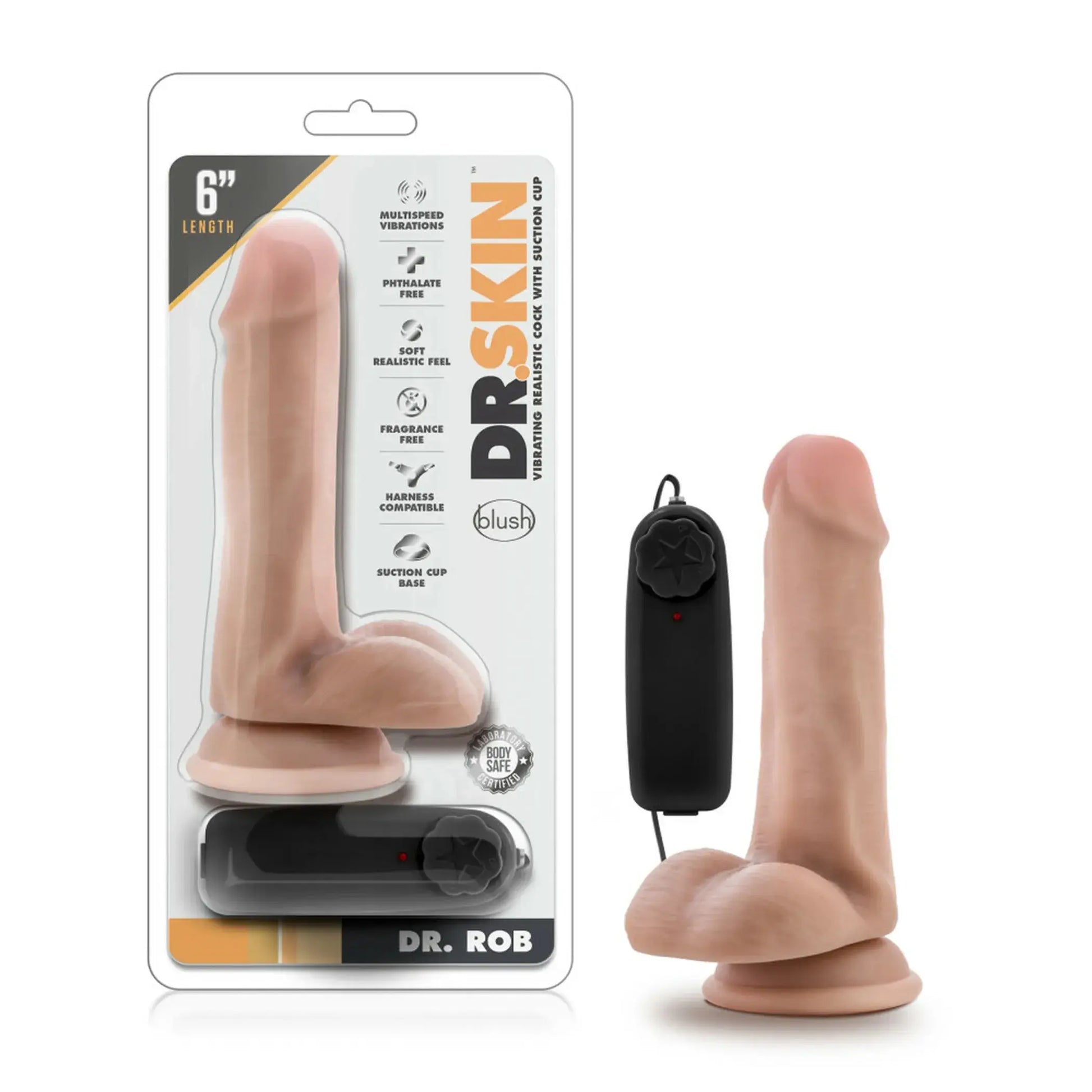 DR SKIN DR. ROB 6IN COCK VANILLA VIBRATING Blush Novelties