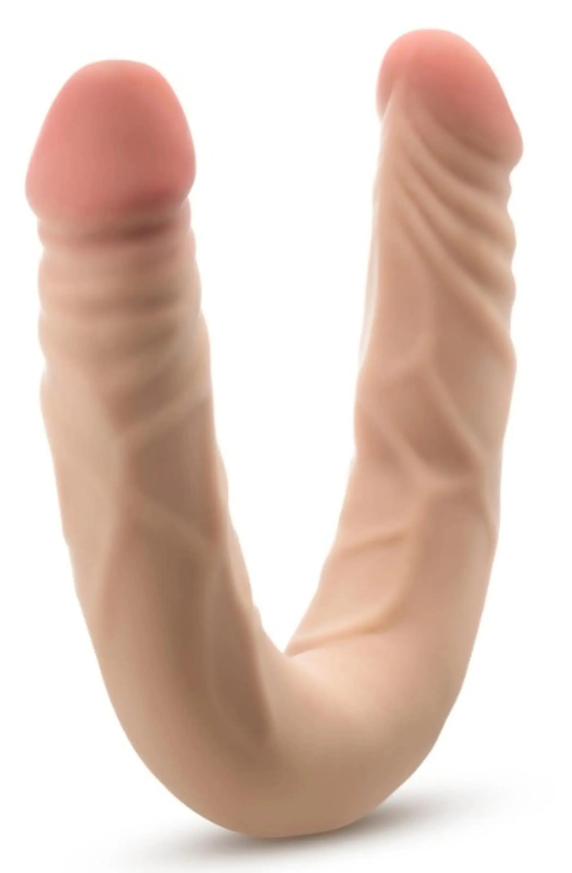 DR SKIN PLUS - 14 POSABLE DOUBLE DONG - BEIGE " Blush Novelties