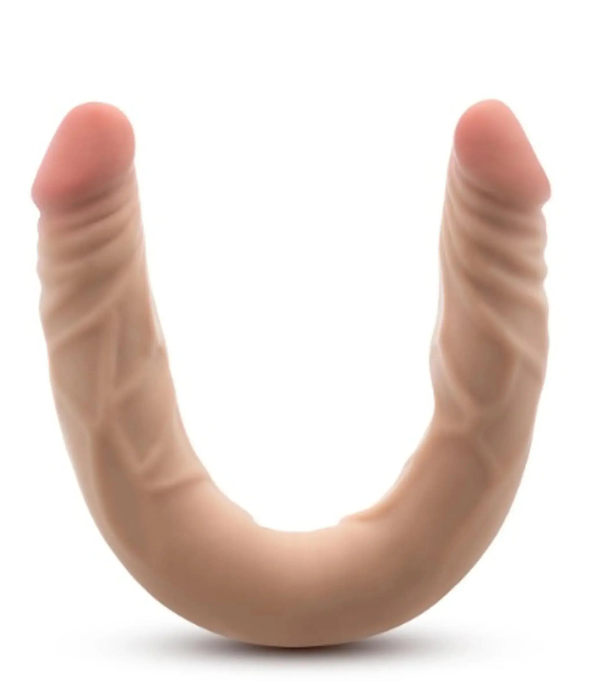 DR SKIN PLUS - 14 POSABLE DOUBLE DONG - BEIGE " Blush Novelties