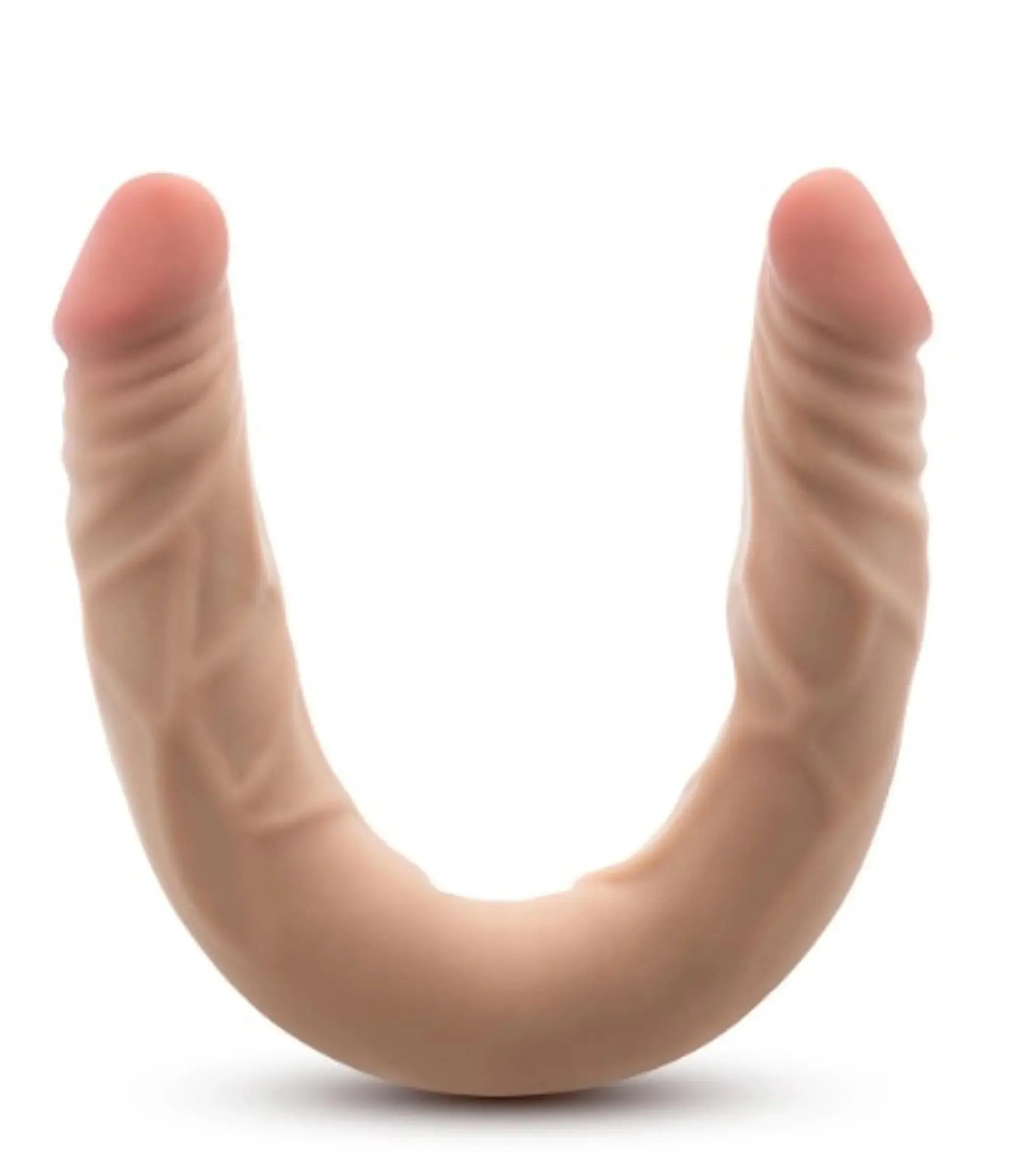 DR SKIN PLUS - 14 POSABLE DOUBLE DONG - BEIGE " Blush Novelties