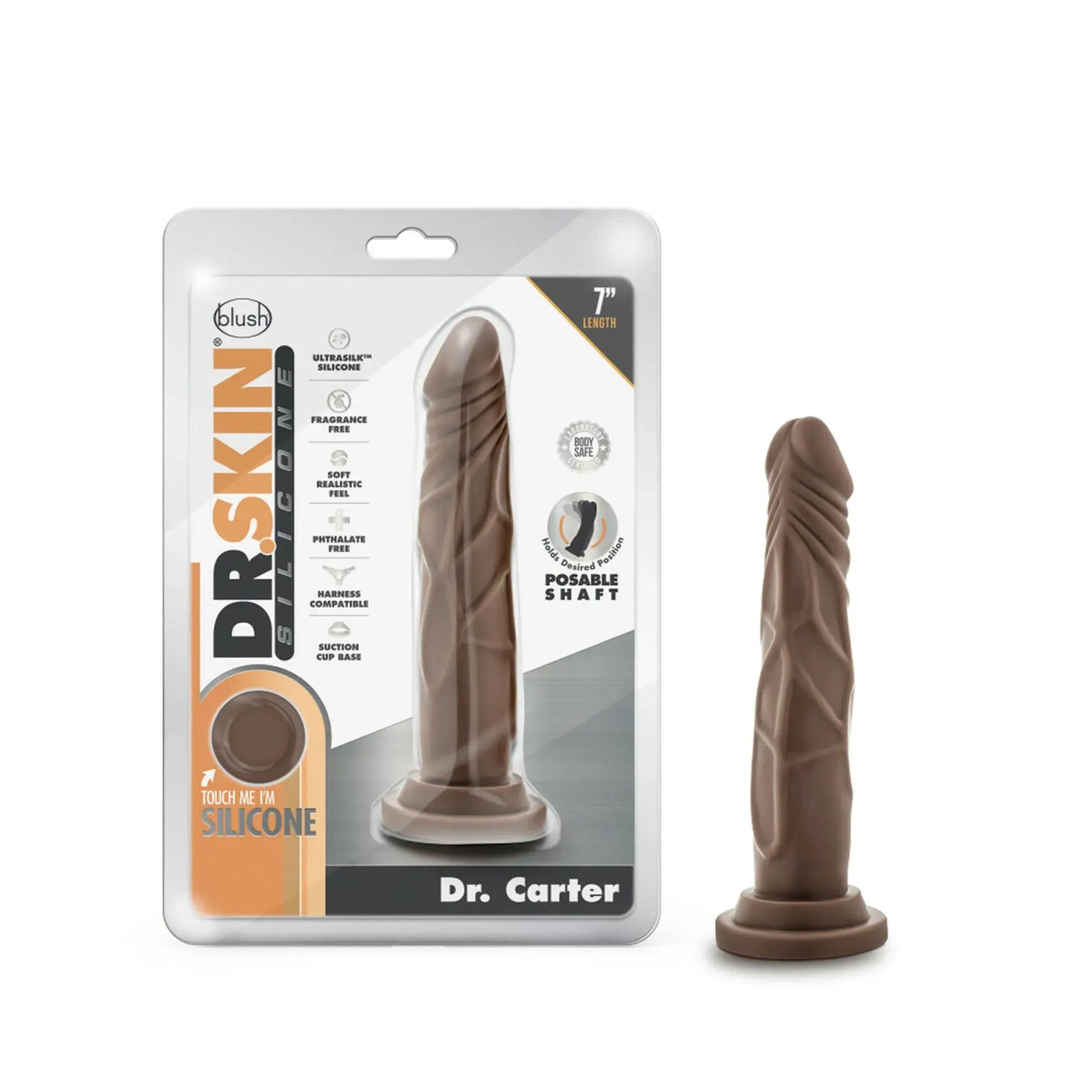 DR SKIN SILICONE DR CARTER 7 IN CHOCOLATE Blush Novelties