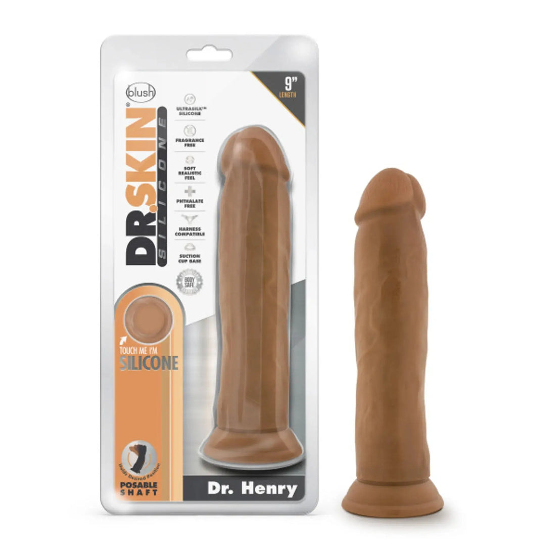 DR SKIN SILICONE DR HENRY 9IN DILDO MOCHA Blush Novelties