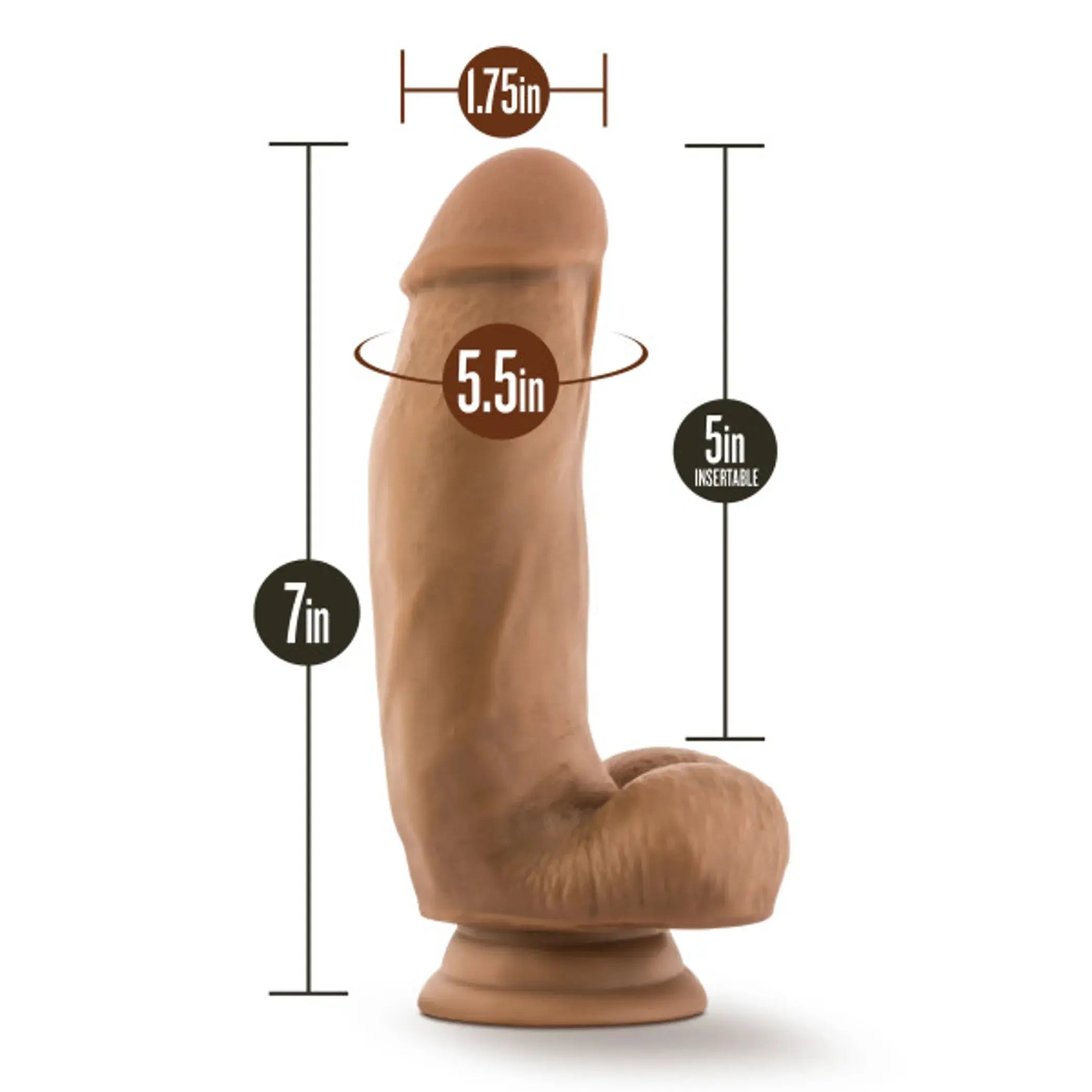 DR SKIN SILICONE DR SAMUEL 7 DILDO W SUCTION CUP MOCHA " Blush Novelties