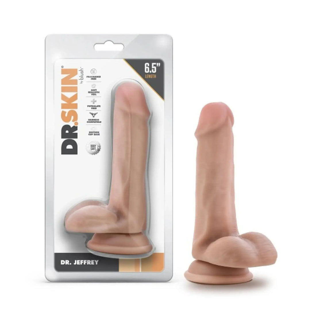 DR. SKIN DR. JEFFREY 6.5IN DILDO W/ BALLS BEIGE Blush Novelties