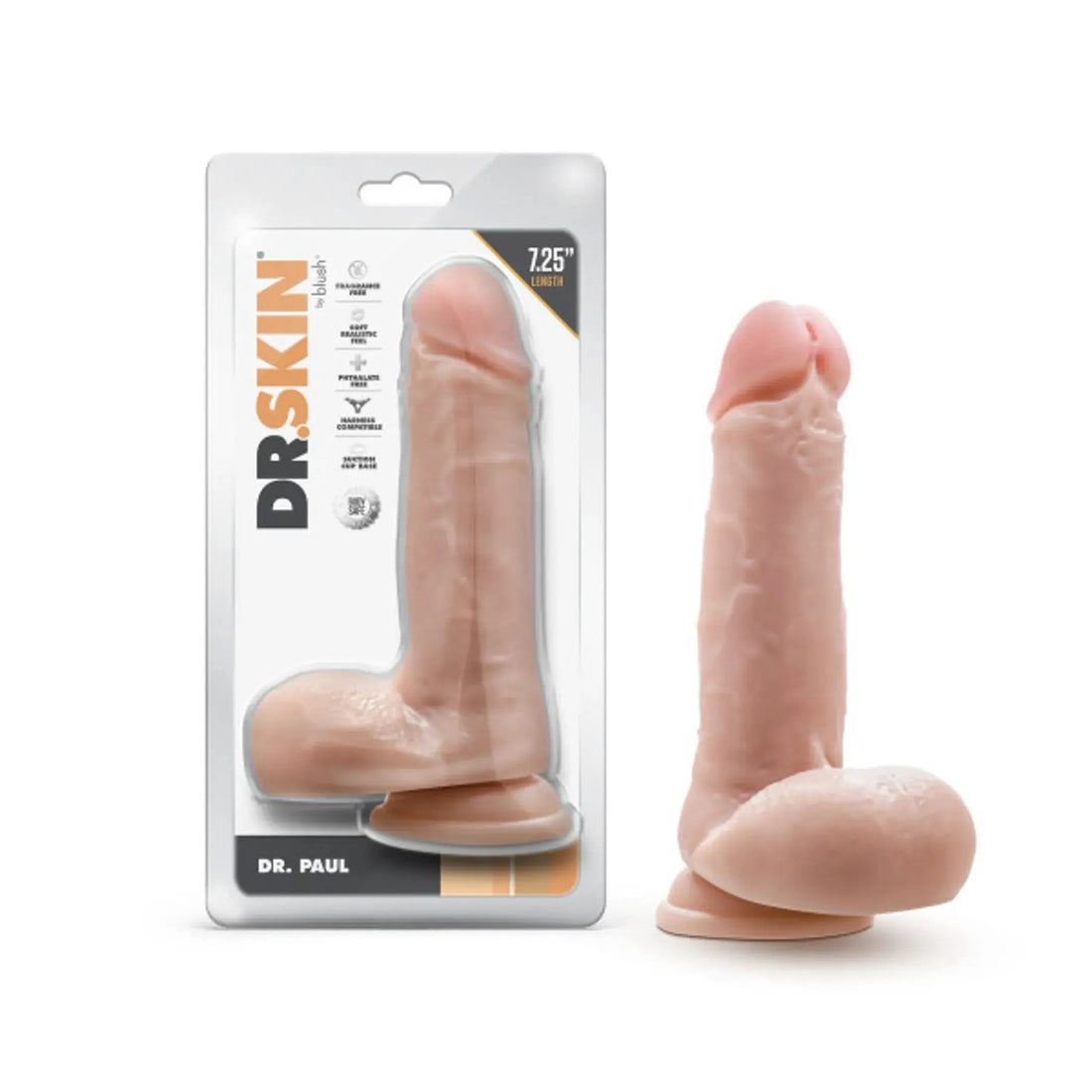 DR. SKIN DR. PAUL 7.25IN DILDO W/ BALLS BEIGE Blush Novelties