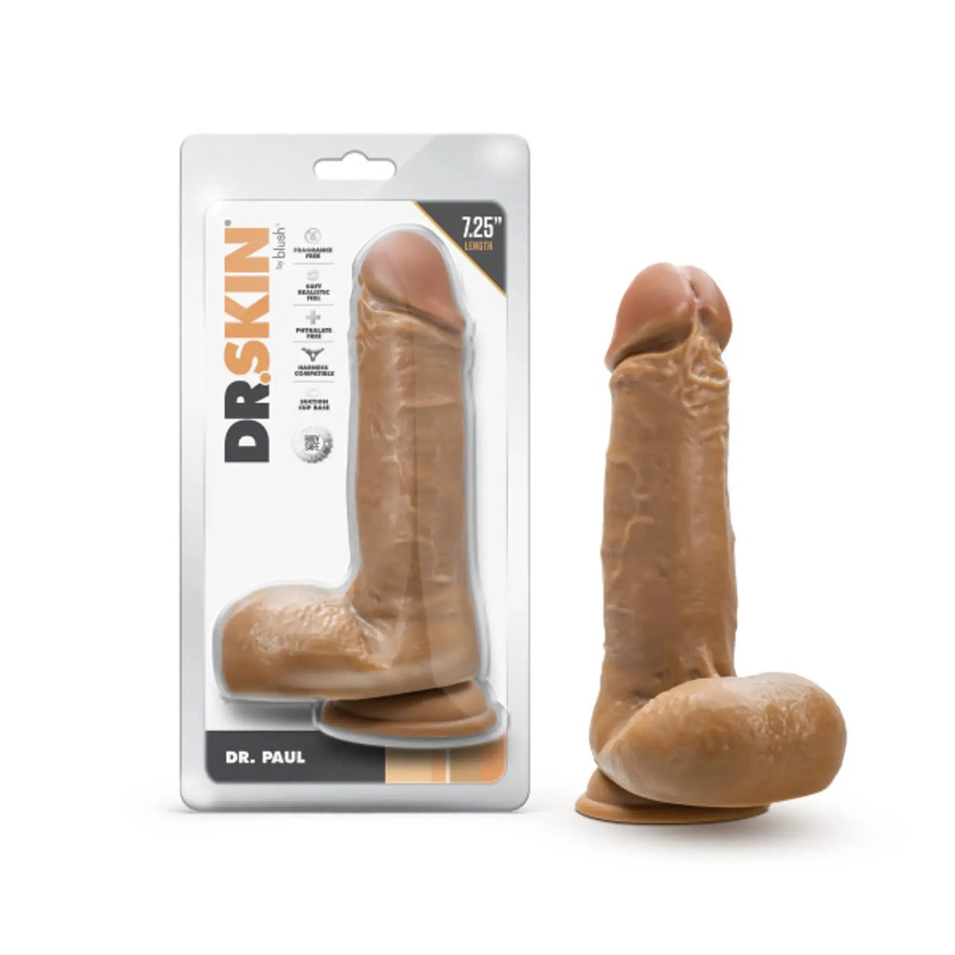 DR. SKIN DR. PAUL 7.25IN DILDO W/ BALLS TAN Blush Novelties