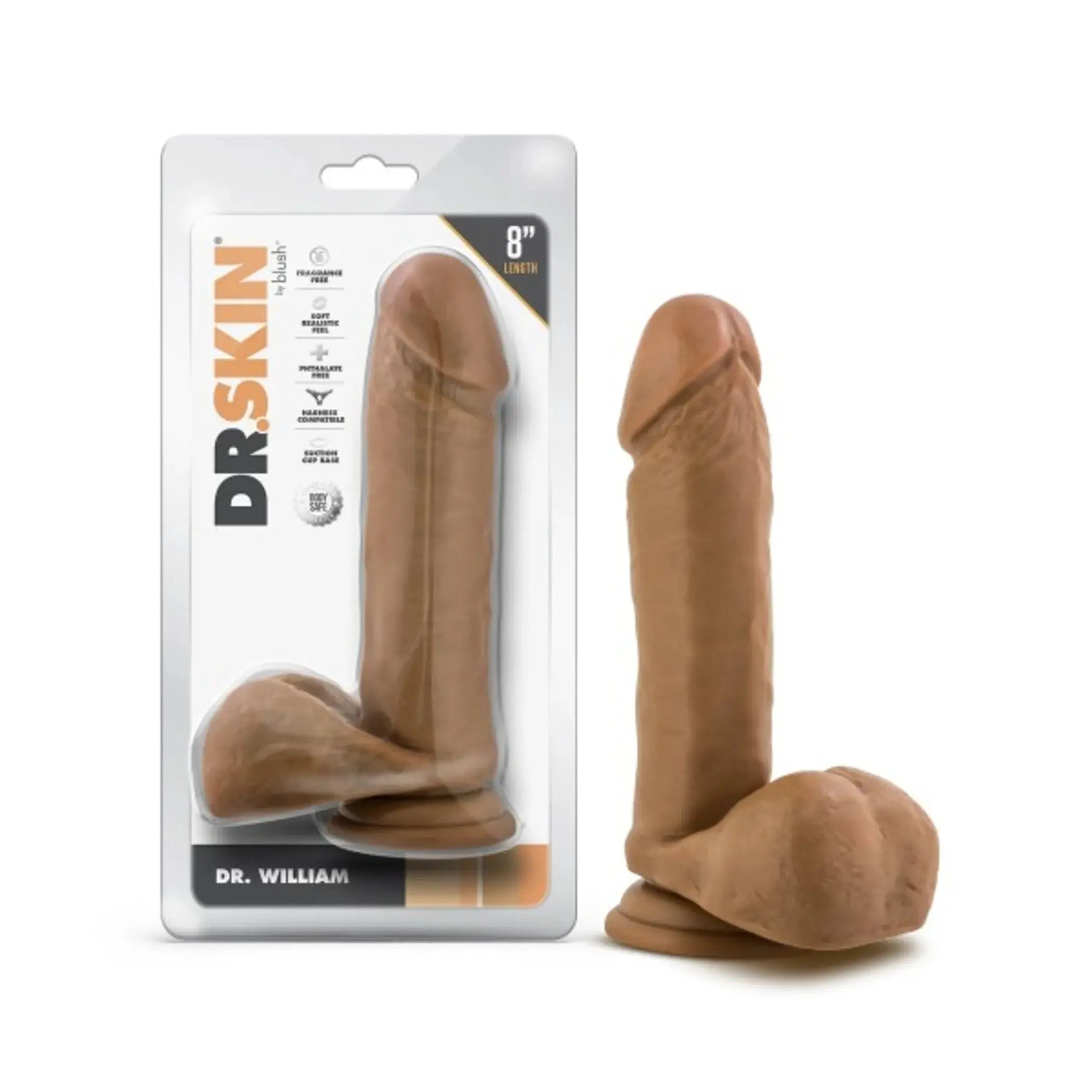 DR. SKIN DR. WILLIAM 8IN DILDO W/ BALLS TAN Blush Novelties