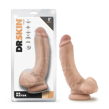 DR. SKIN MR. MAYOR 9IN DILDO W/ BALLS BEIGE Blush Novelties