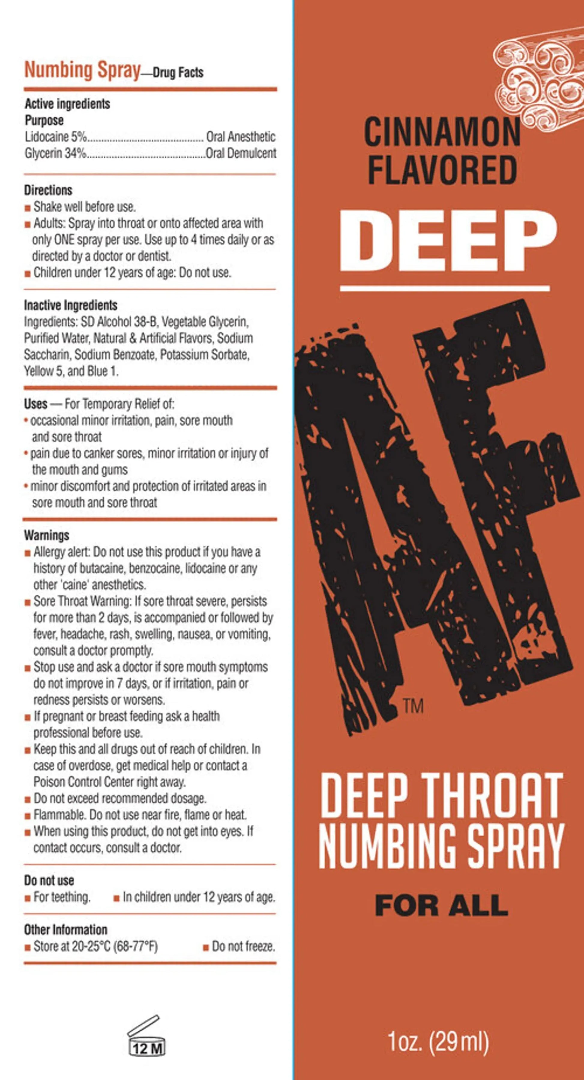 Deep AF Numbing Throat Spray Cinnamon Little Genie