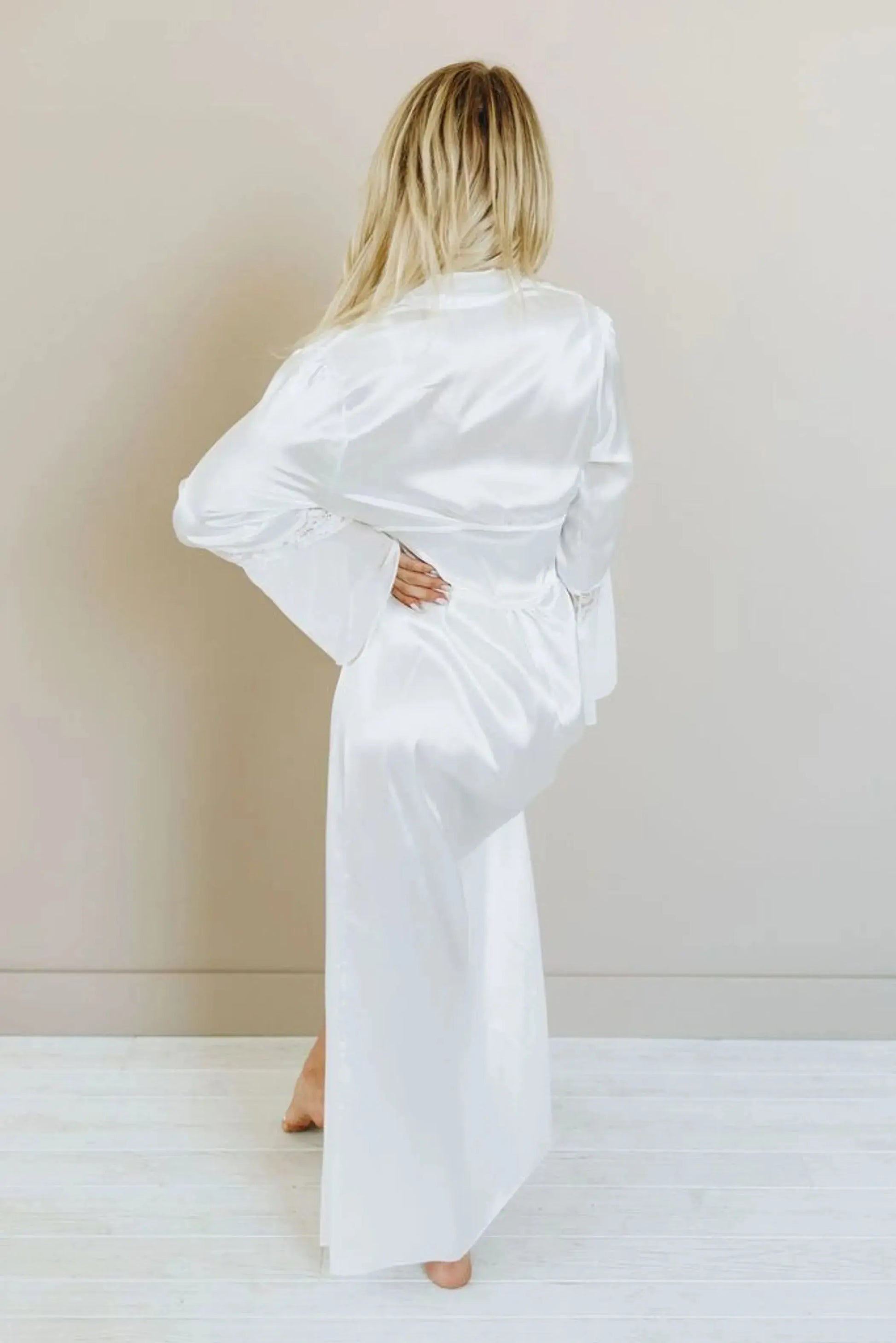 Delilah Satin Long Robe Stay Warm in Style