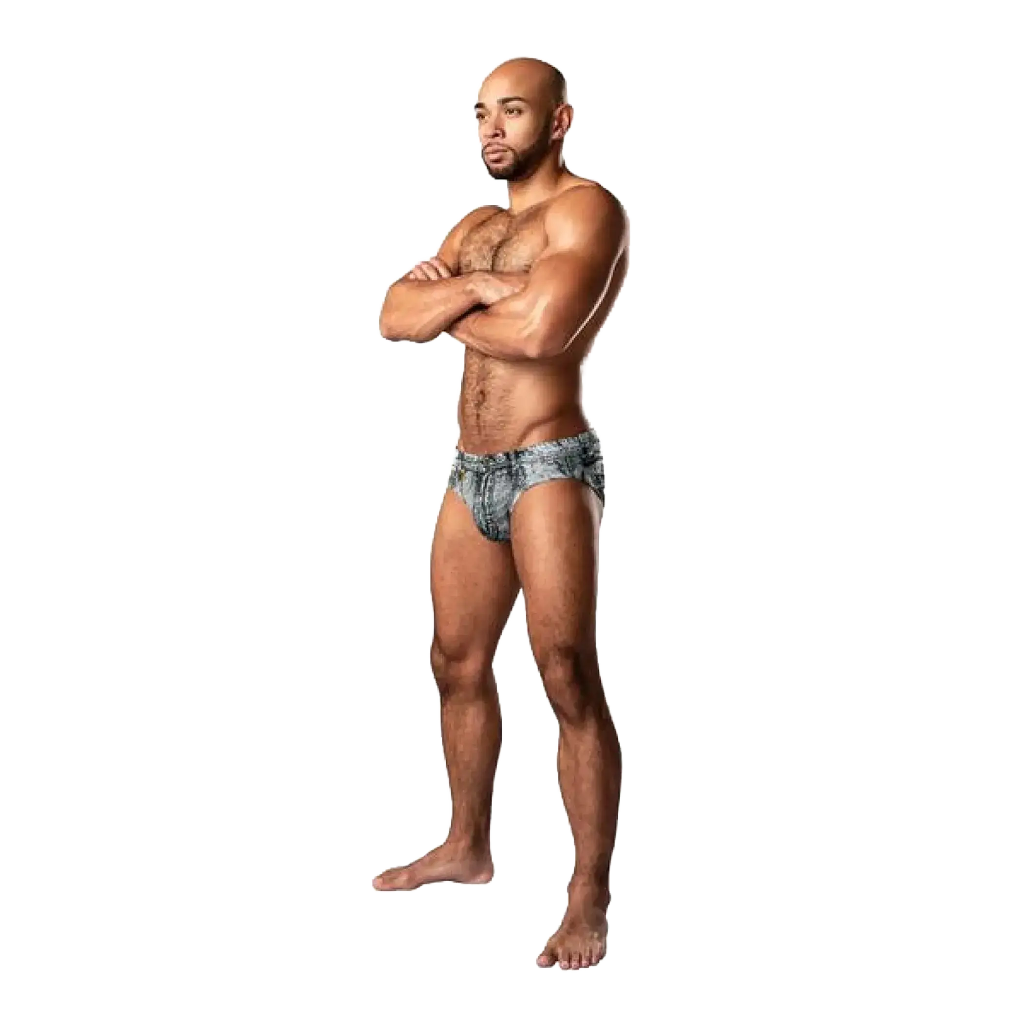 DIRTY DENIM BIKINI BLUE SMALL Male Power Lingerie