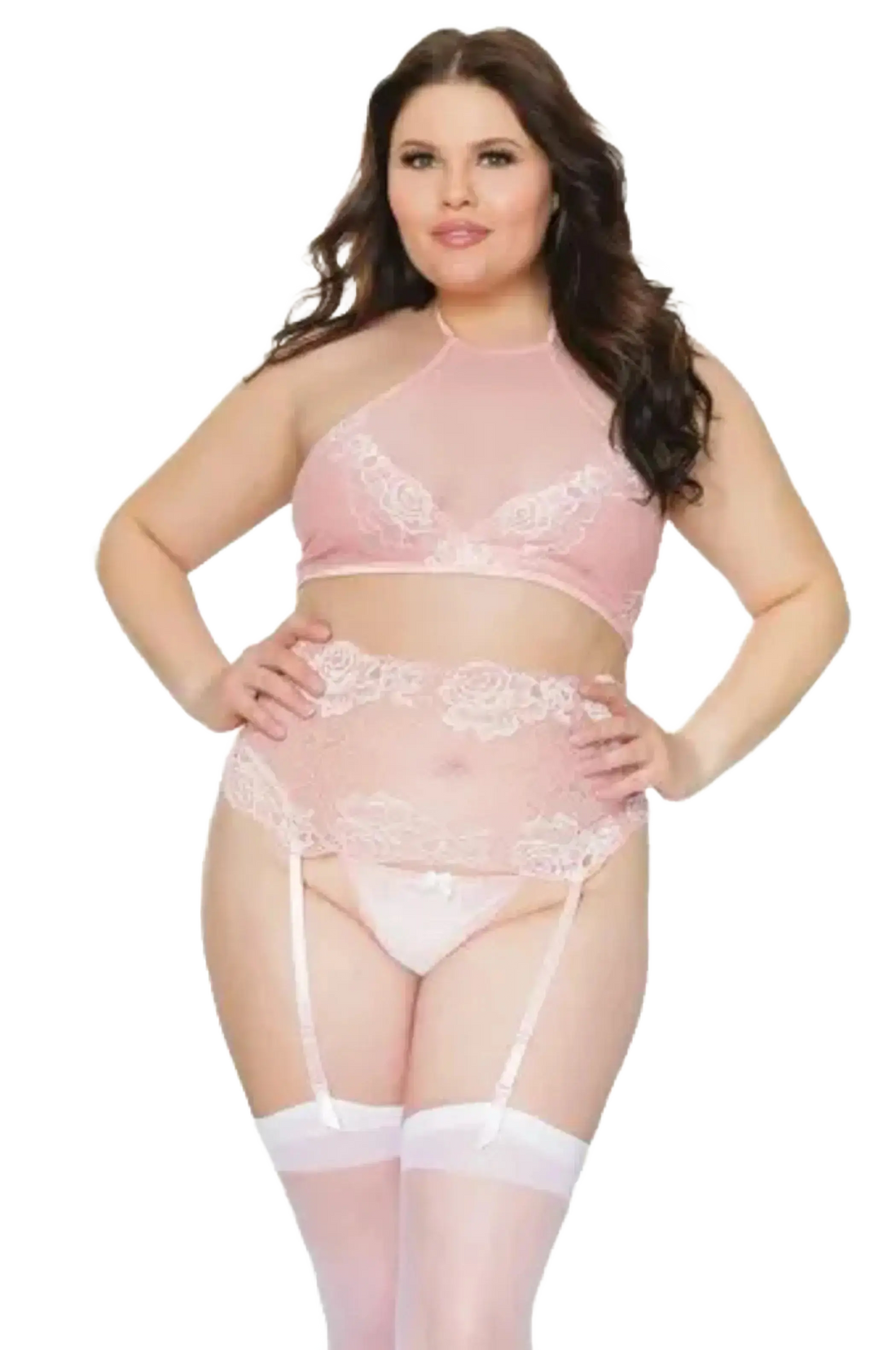 Coquette Diva Crop Halter Top Waist Cincher & Crotchless G-String Coquette