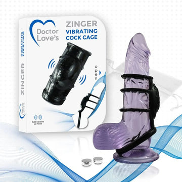 Doctor Love Zinger Vibrating Cock Cage Black Doctor Love