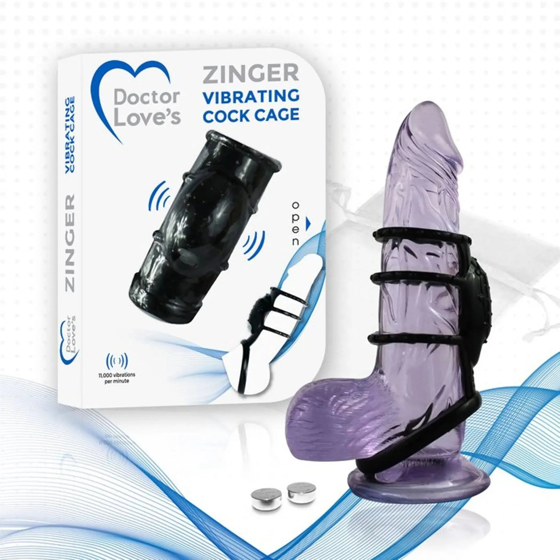 Doctor Love Zinger Vibrating Cock Cage Black Doctor Love