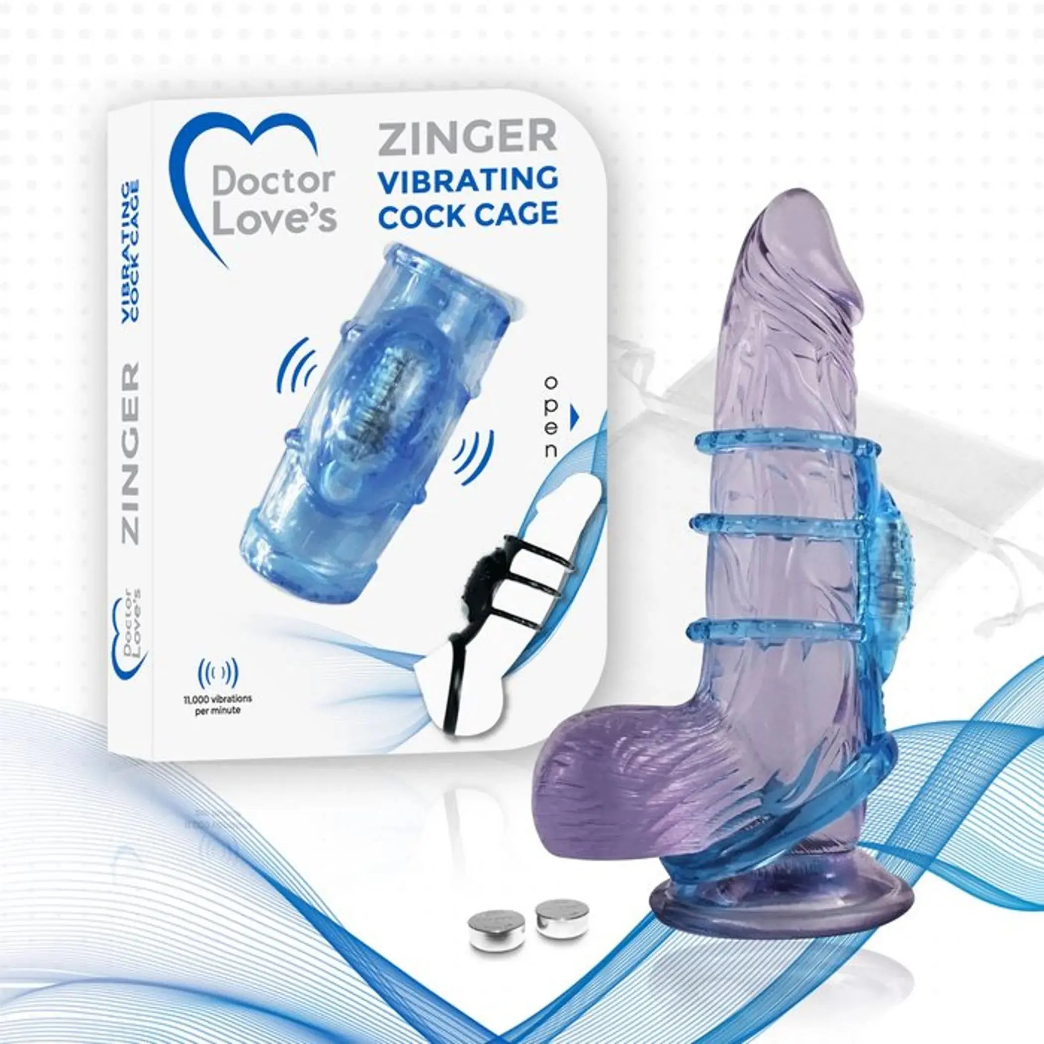 Doctor Love Zinger Vibrating Cock Cage Blue Doctor Love