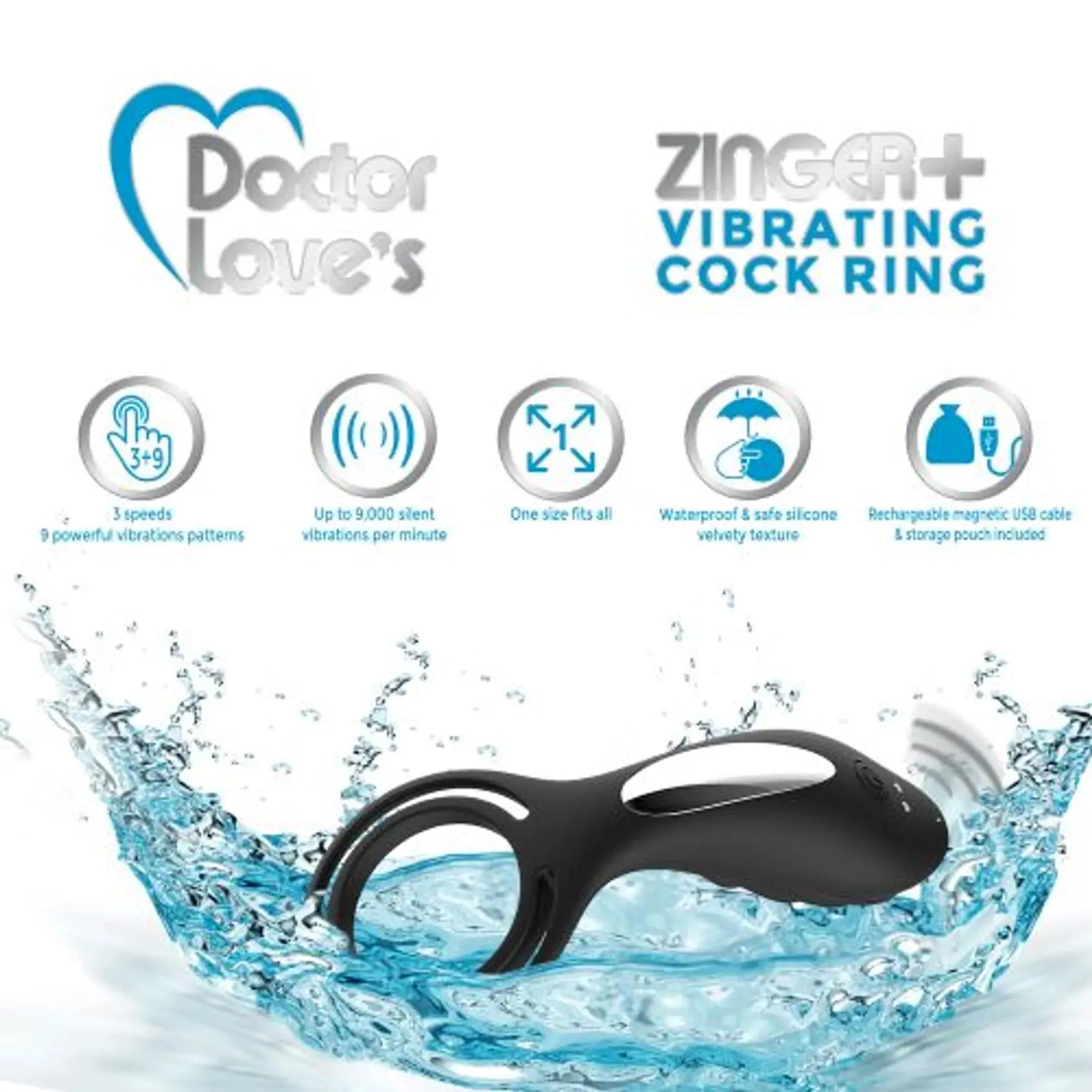 Doctor Love Zinger+ Vibrating Cock Ring With Remote Doctor Love