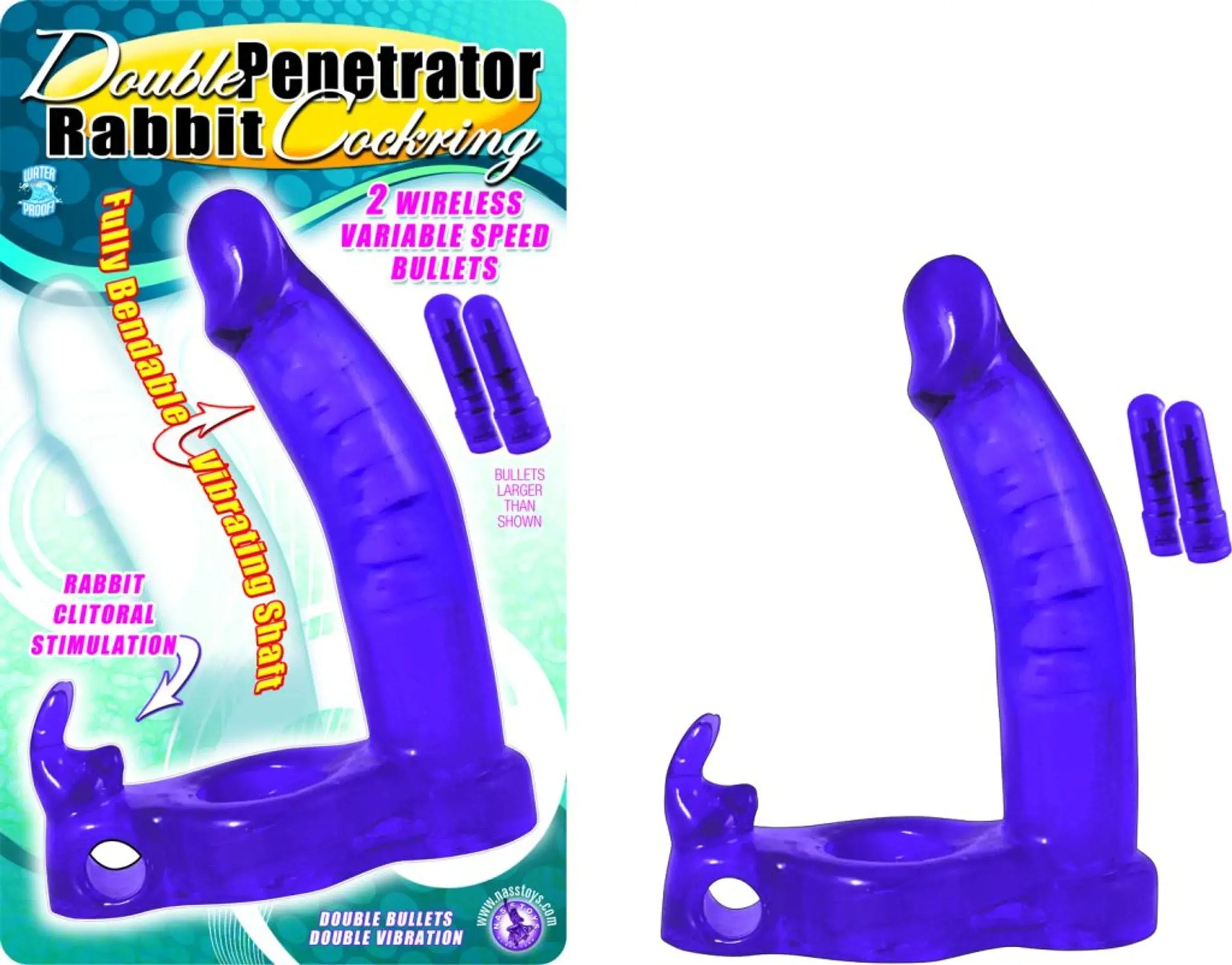 Double Penetrator Rabbit Cock Ring Purple Nasstoys
