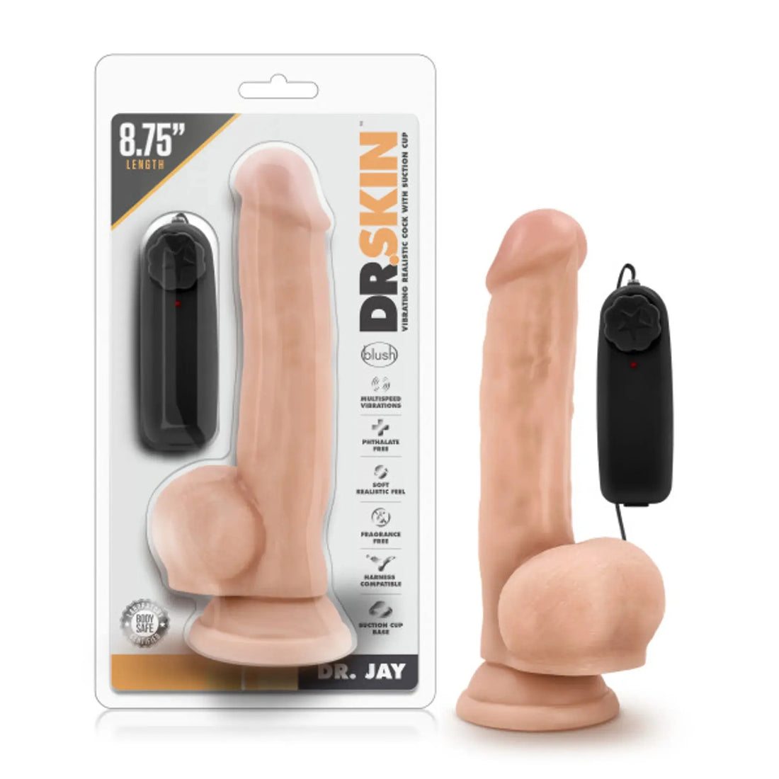 Dr Skin Dr Jay 8.75-Inch Vibrating Dildo With Suction Cup Blush Novelties