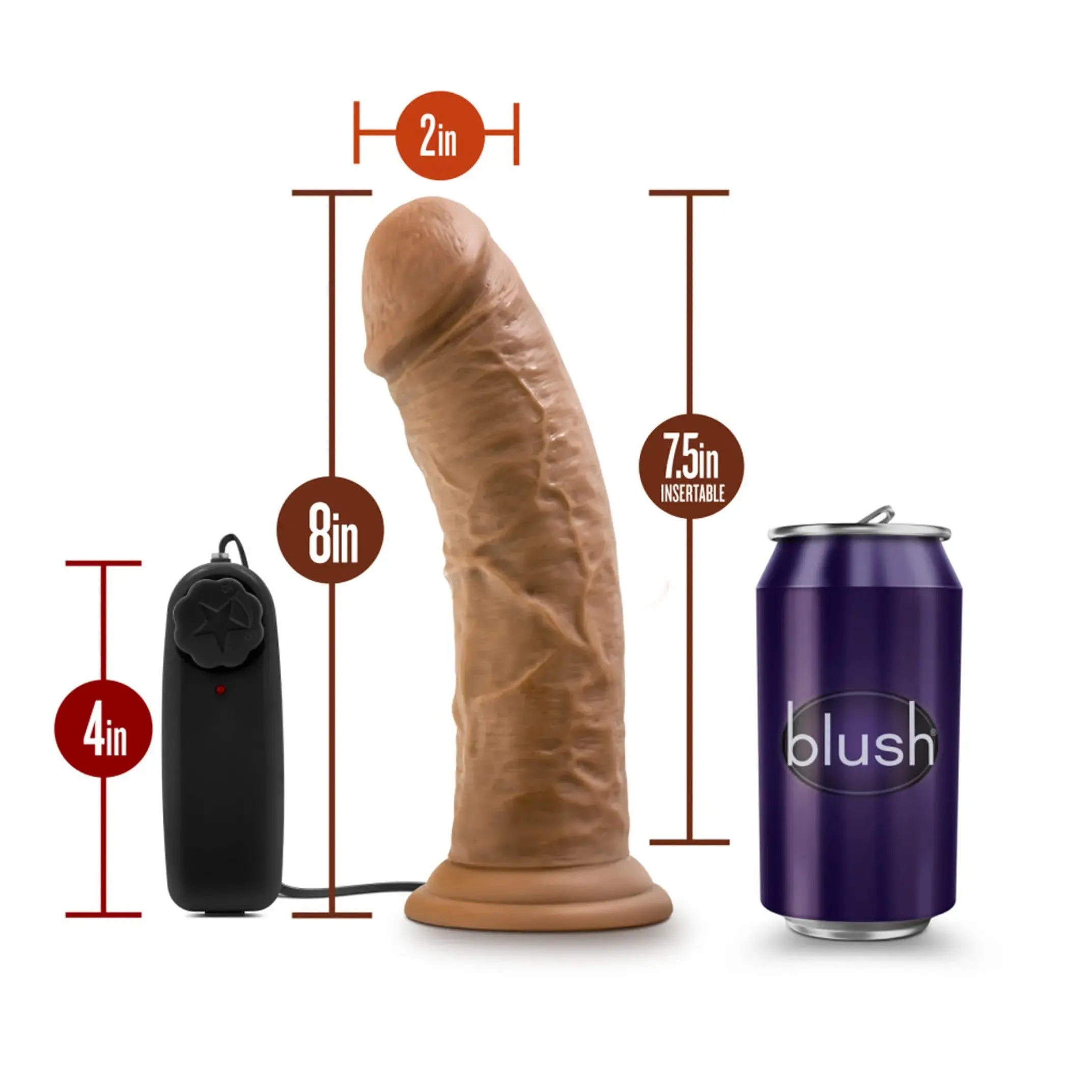 Dr Skin Dr Joe 8-Inch Vibrating Cock With Suction Cup Mocha Blush Novelties