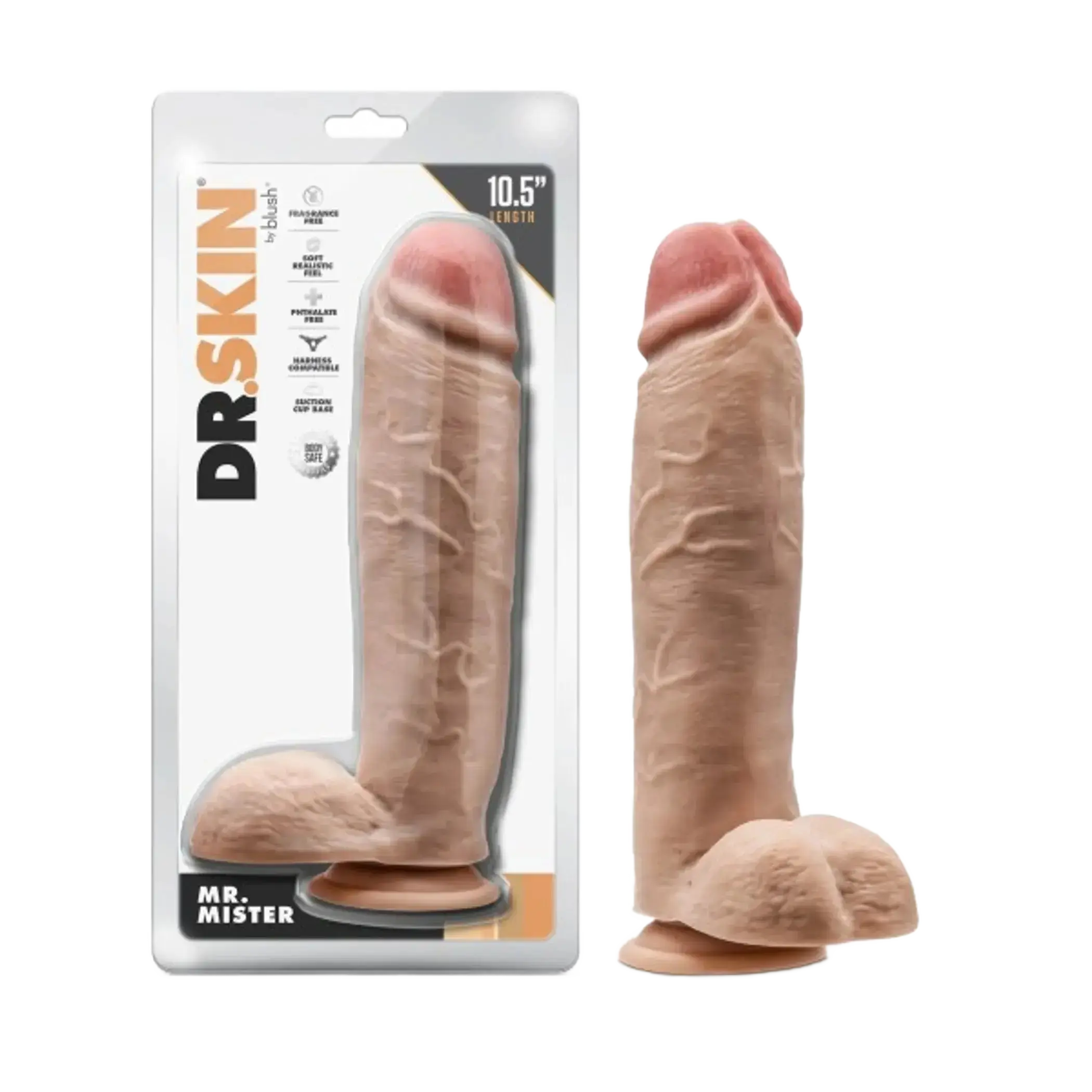 DR. SKIN DR. MISTER 10.5IN DILDO W/ BALLS BEIGE Blush Novelties