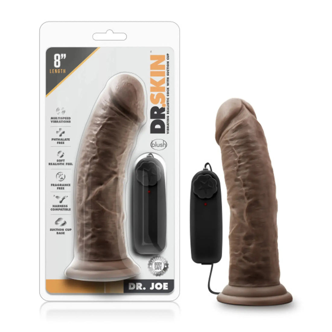 Dr. Skin Dr. Joe Vibrating Dildo with Suction Cup in Chocolate Blush Novelties