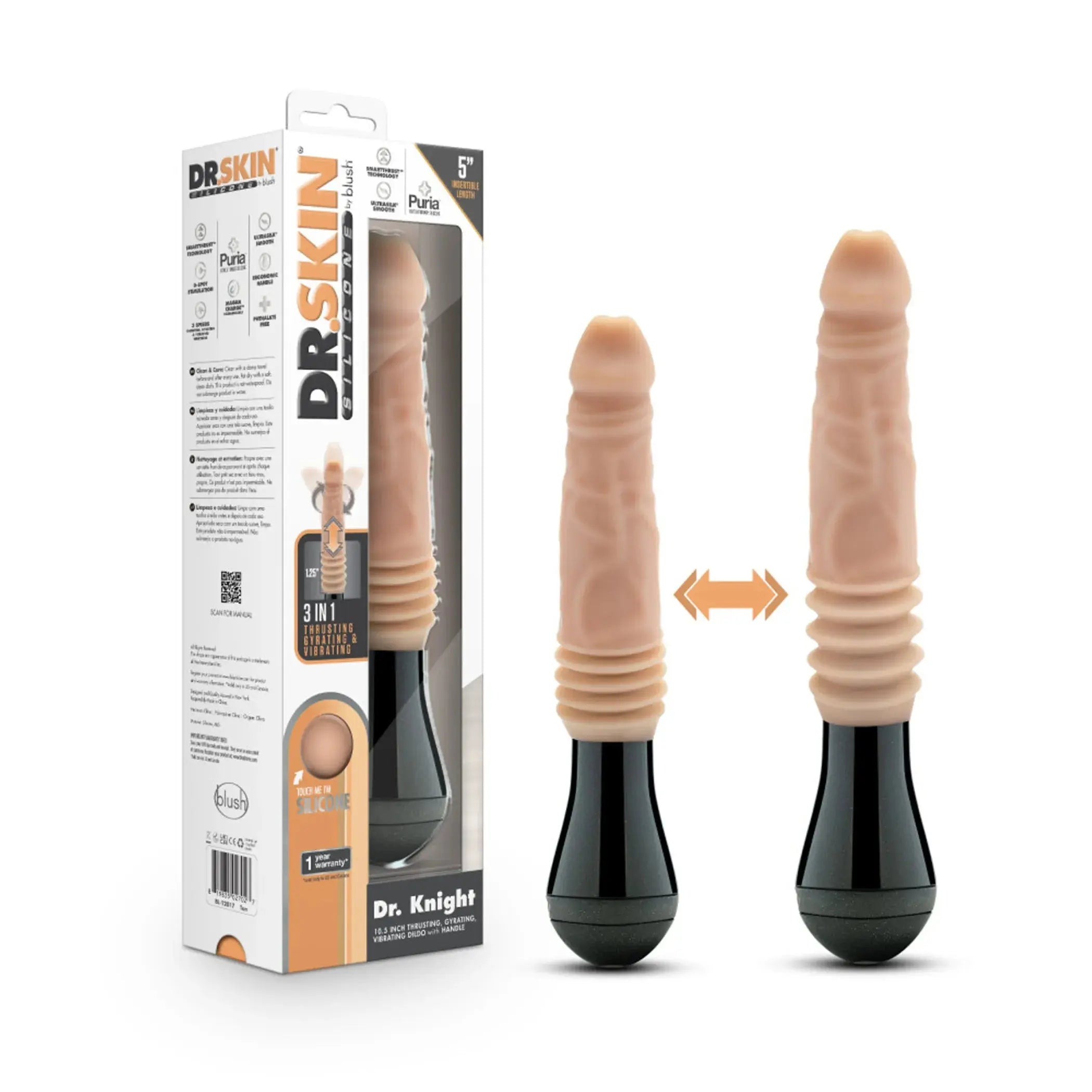 Dr. Skin Dr. Knight Thrusting Gyrating Vibrating Dildo Beige Blush Novelties