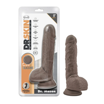 DR SKIN DR MASON 9IN DILDO W/ SUCTION CHOCOLATE Blush Novelties