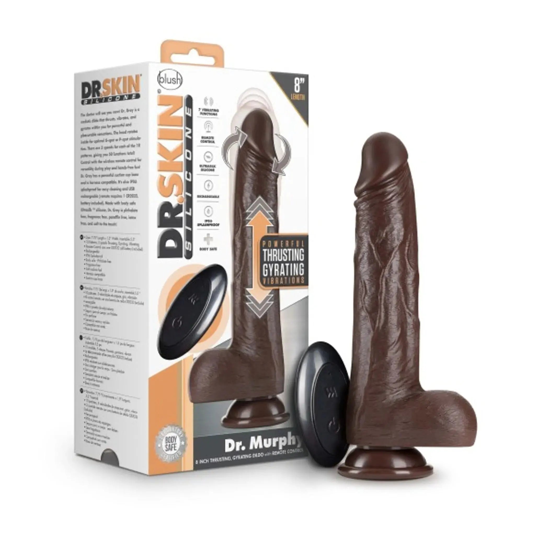 Dr. Skin Dr. Murphy 8-Inch Thrusting Dildo Chocolate Blush Novelties