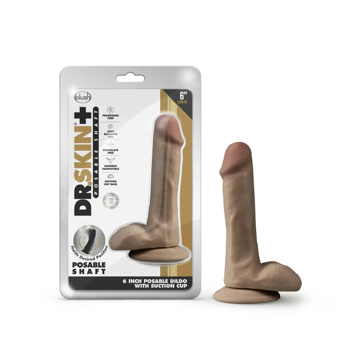 Dr. Skin Plus 6in Poseable Dildo Mocha Blush Novelties