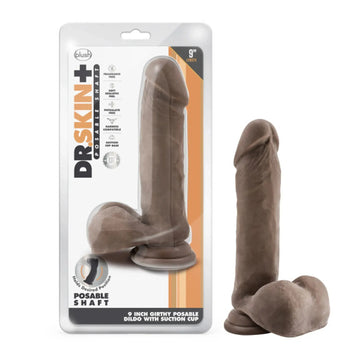 Dr. Skin Plus 9-Inch Thick Posable Dildo with Balls in Chocolate Blush Novelties